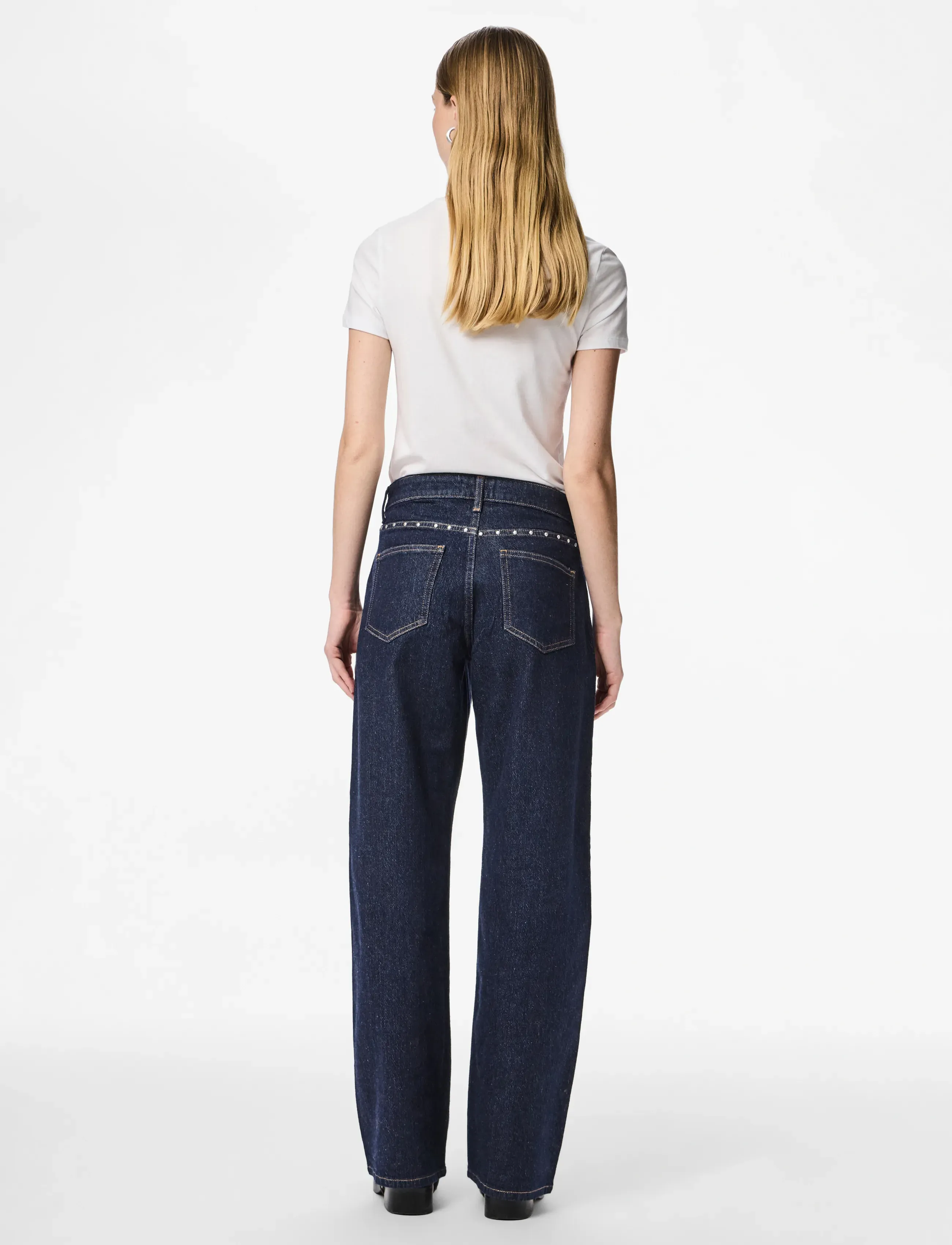 Pieces - PCKARLA MW WIDE JEANS D2D FSY PP - wide leg jeans - dark blue denim - 3