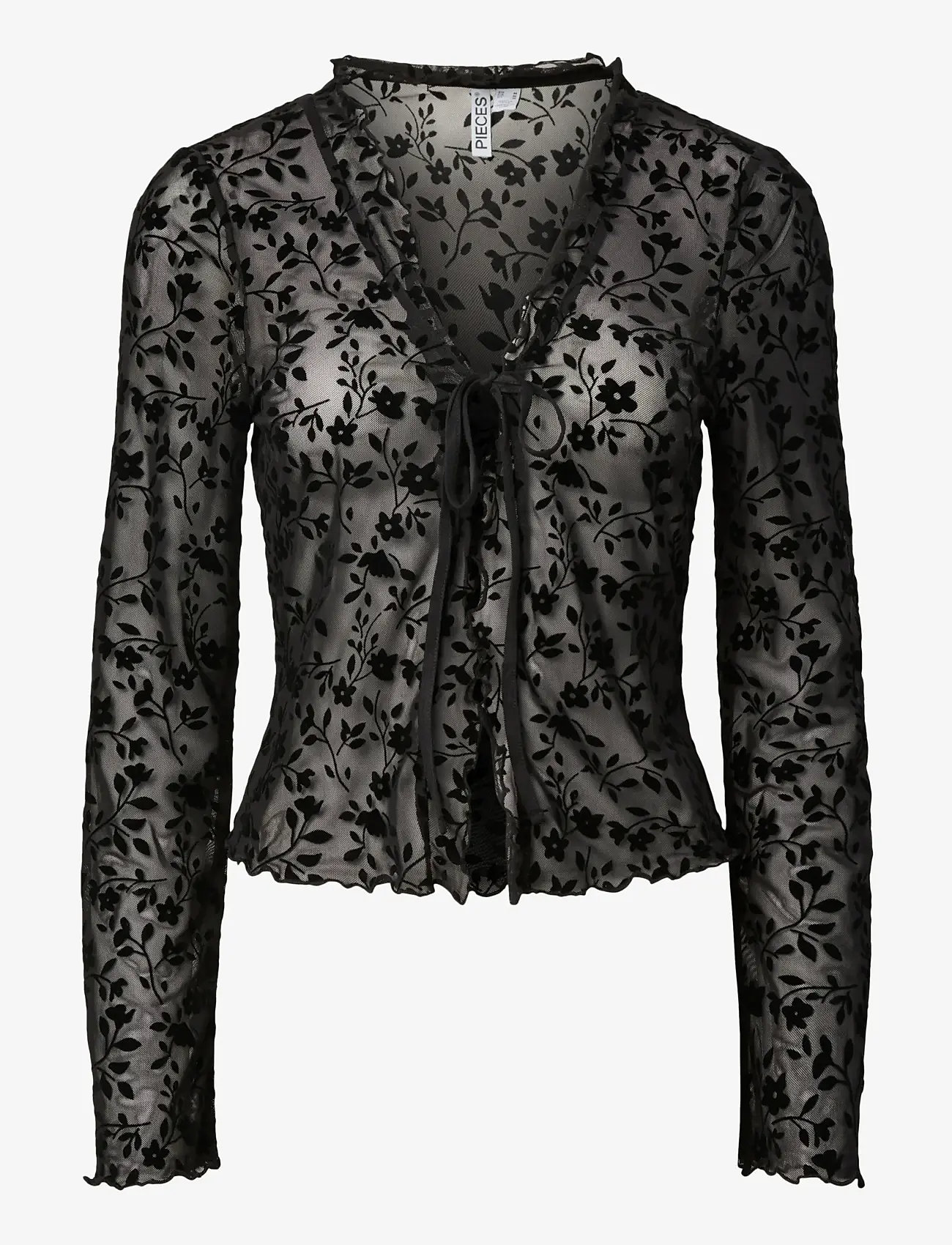 Pieces - PCISLIE LS TIE TOP JSR FSY PP - cardigans - black - 0