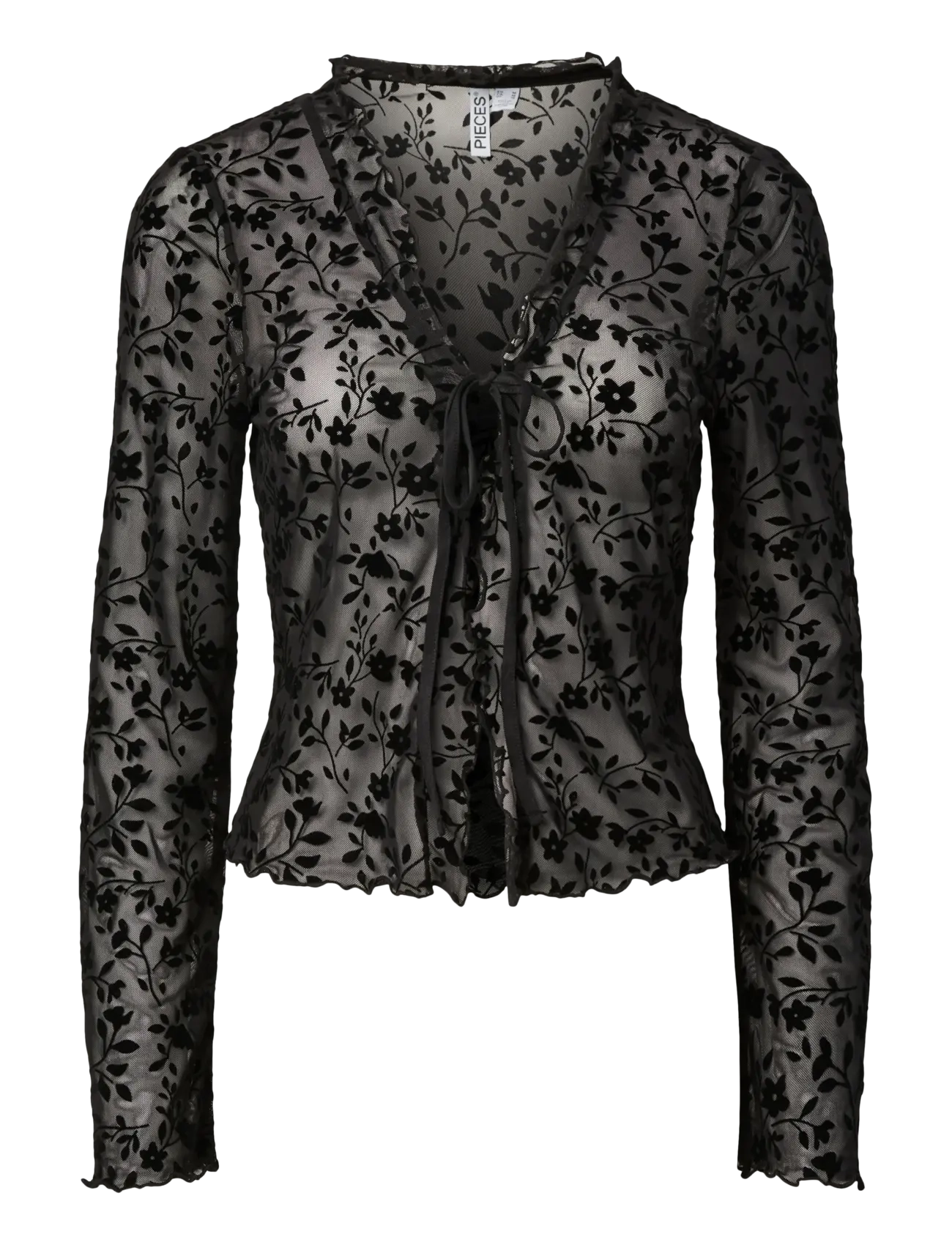 Pieces PCISLIE LS TIE TOP JSR FSY PP - Igapäevane stiil - BLACK / black