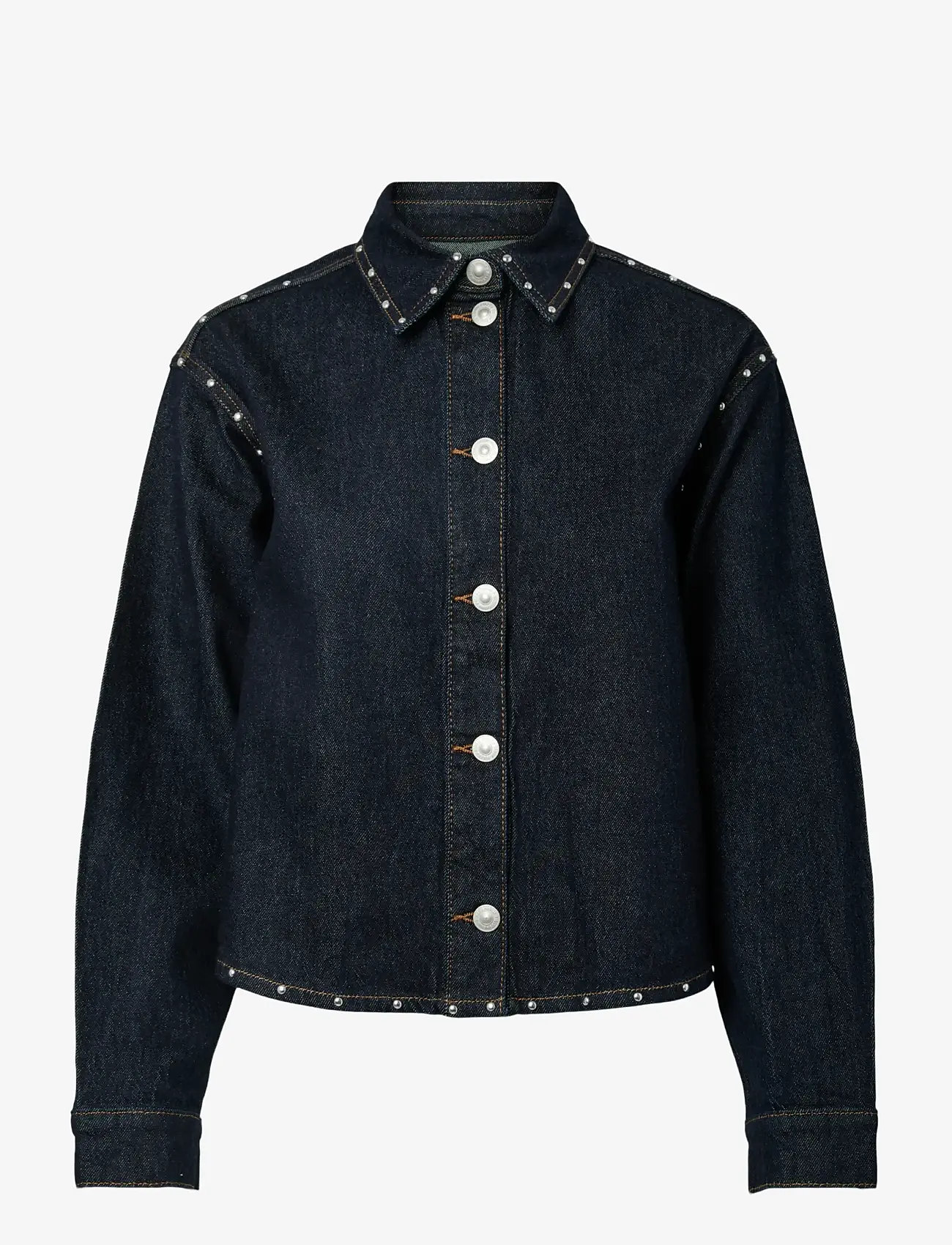 Pieces - PCKARLA LS DENIM SHIRT D2D FSY PP - forårsjakker - dark blue denim - 1