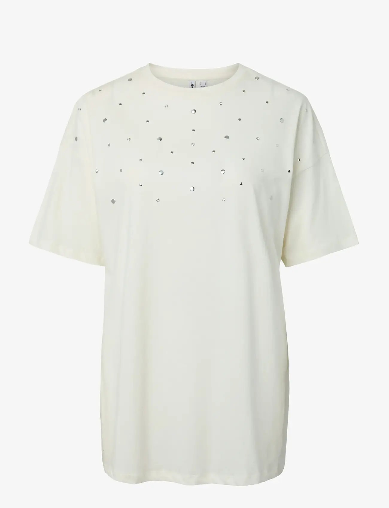 Pieces - PCSKYLAR SS OS DETAIL TEE FSY PP BC - autumn clothing - cloud dancer - 0