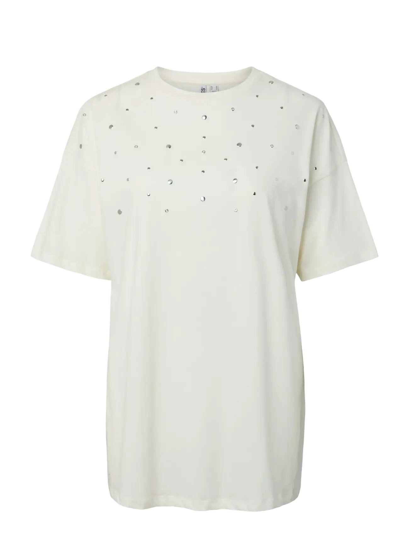 Pieces PCSKYLAR SS OS DETAIL TEE FSY PP BC - T-shirts & Toppar - CLOUD DANCER / cream