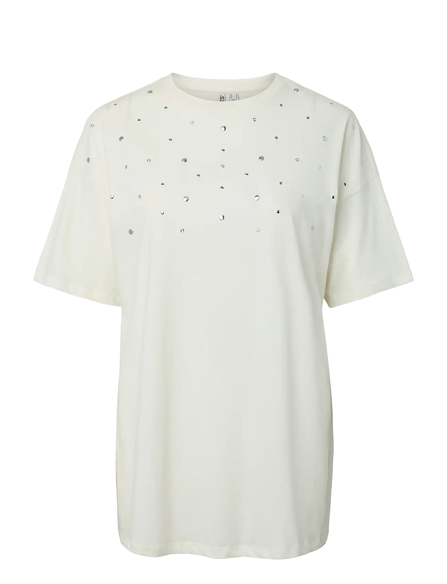 Pieces - PCSKYLAR SS OS DETAIL TEE FSY PP BC - t-shirts - cloud dancer - 1