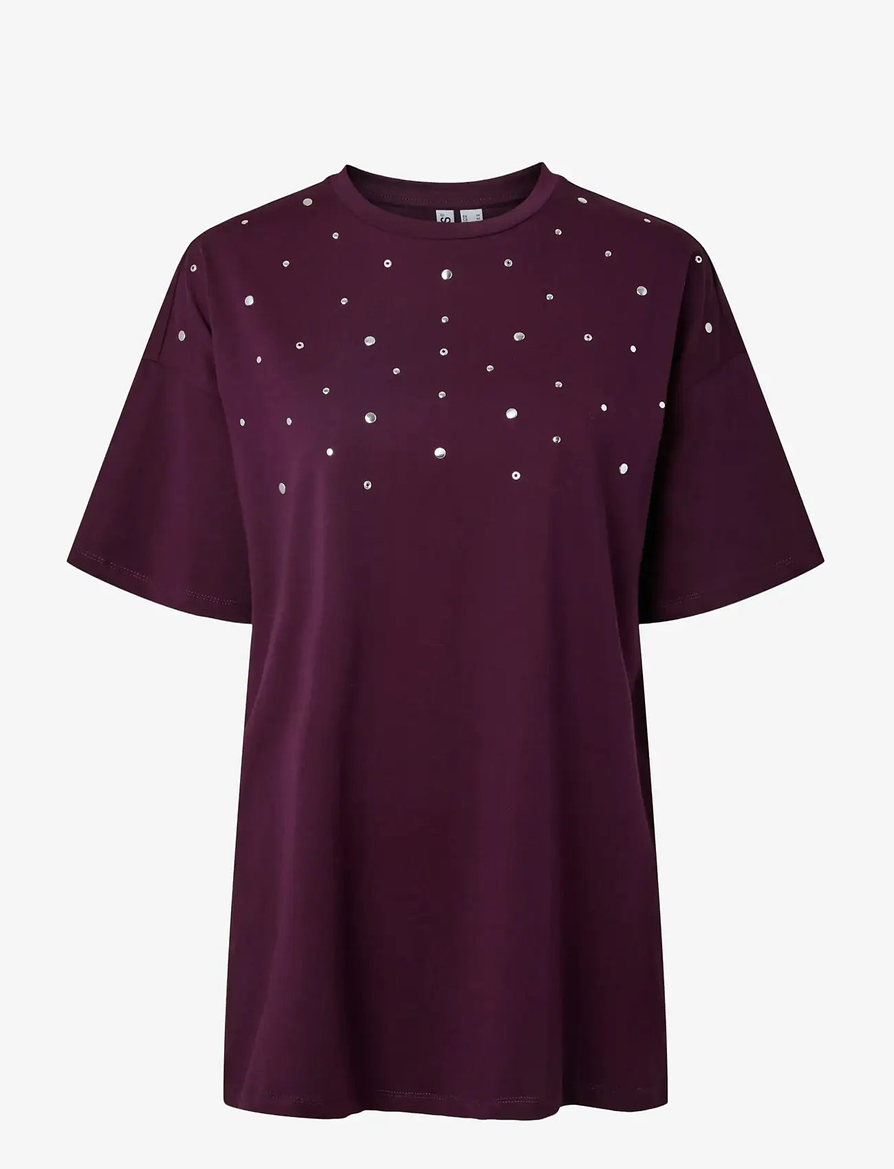 Pieces - PCSKYLAR SS OS DETAIL TEE FSY PP BC - t-shirts - dark purple - 0