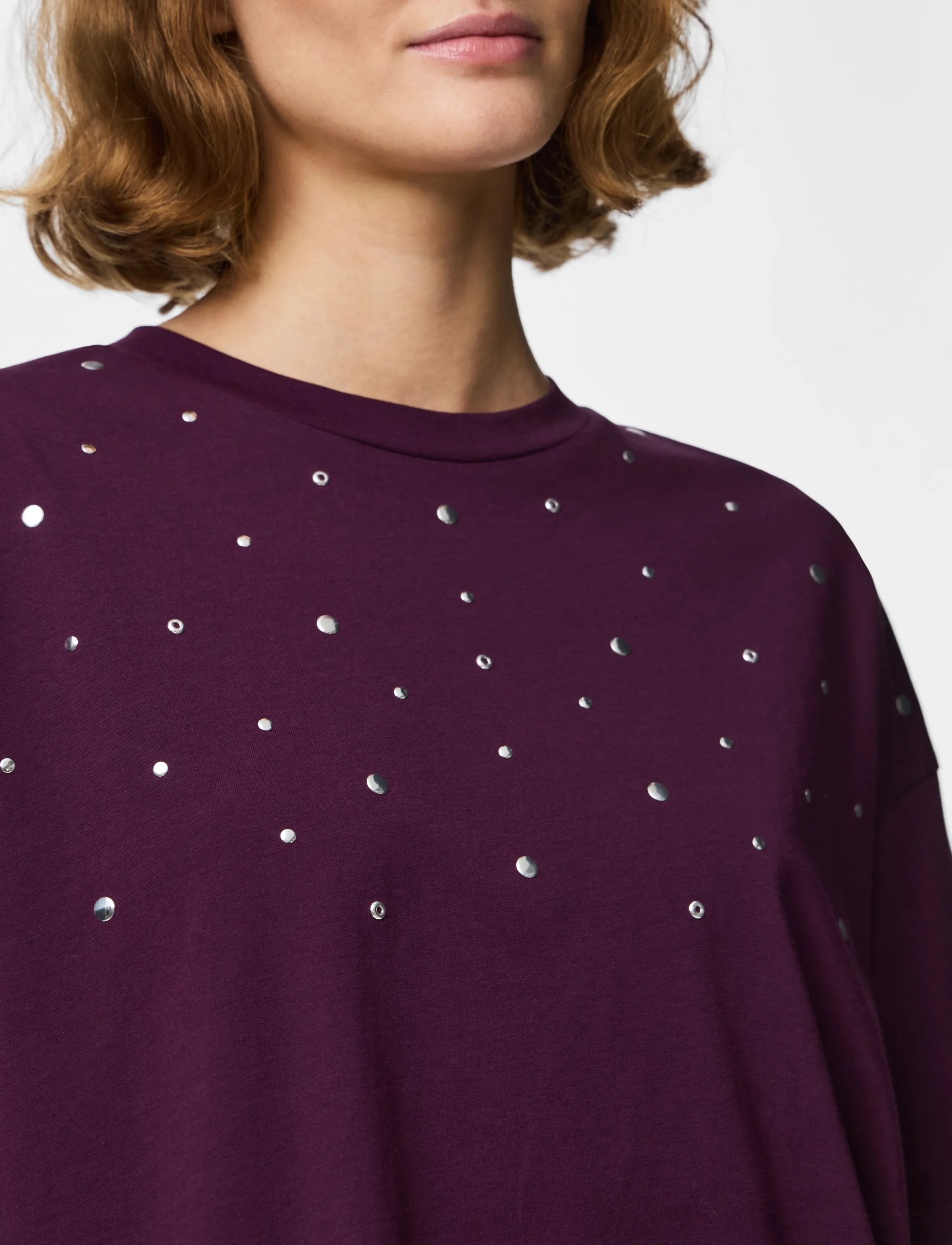 Pieces - PCSKYLAR SS OS DETAIL TEE FSY PP BC - t-shirts - dark purple - 5