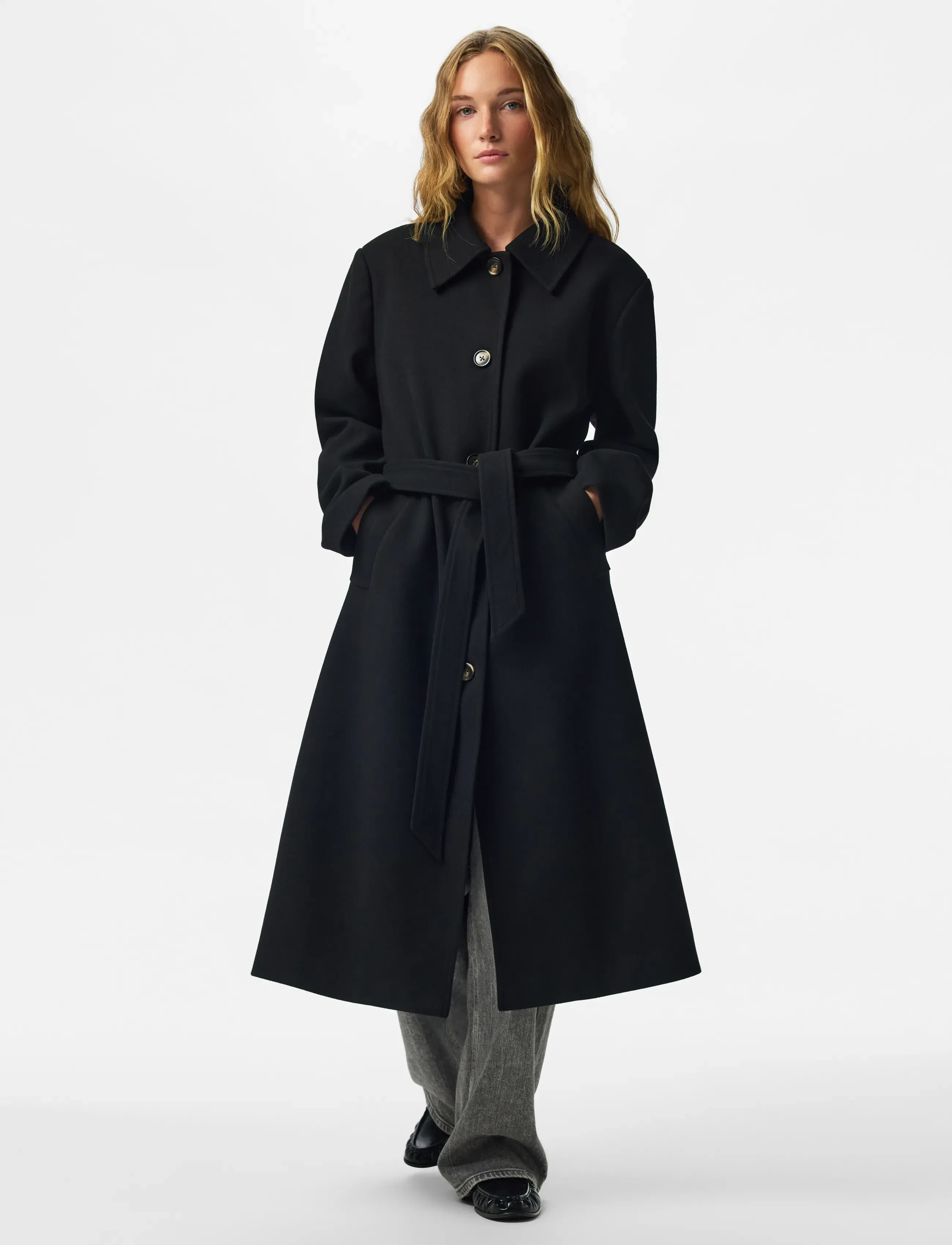 Pieces PCAYA LONG COAT NOOS BC - Tänavastiil - BLACK / black