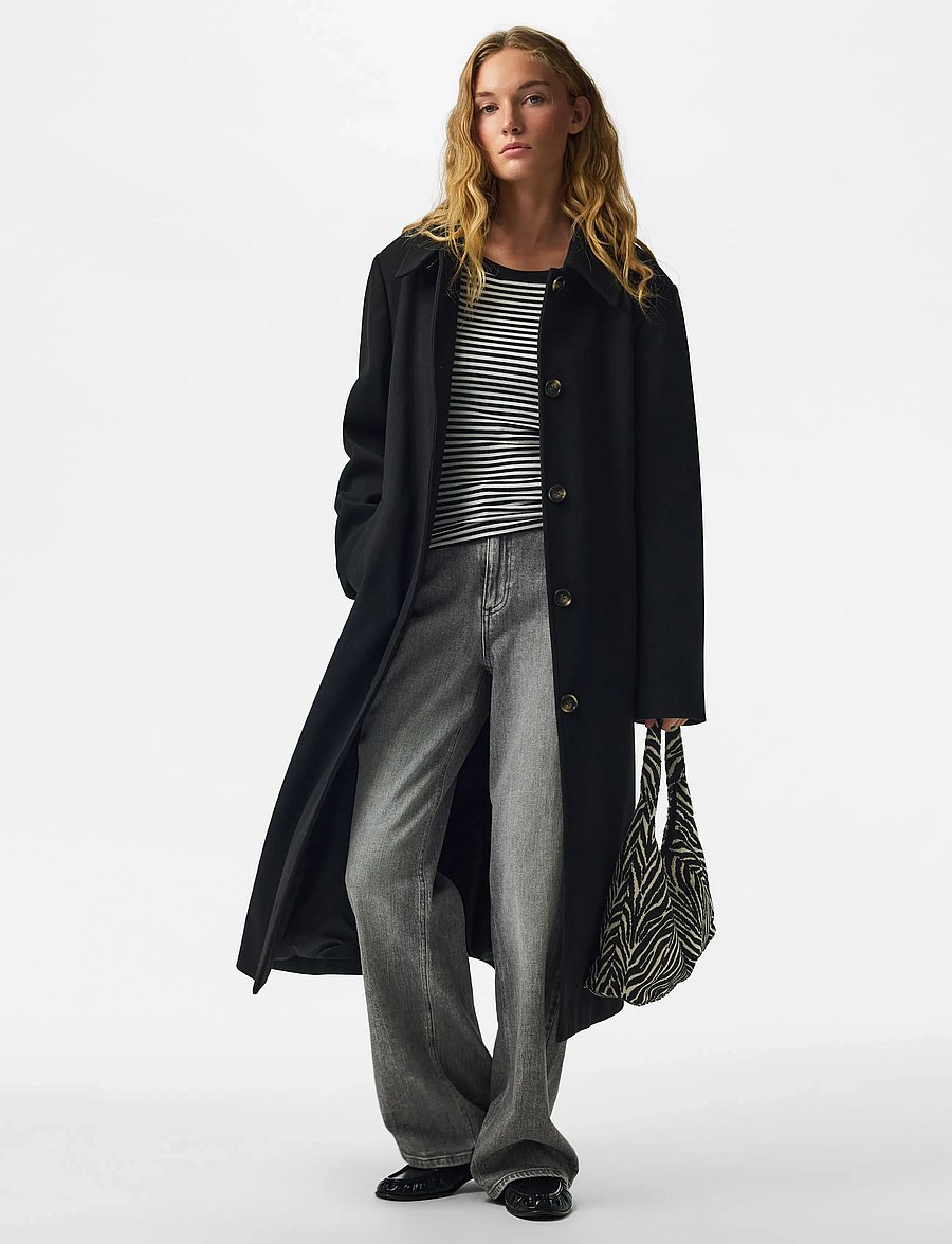 Pieces - PCAYA LONG COAT NOOS BC - coats - black - 4