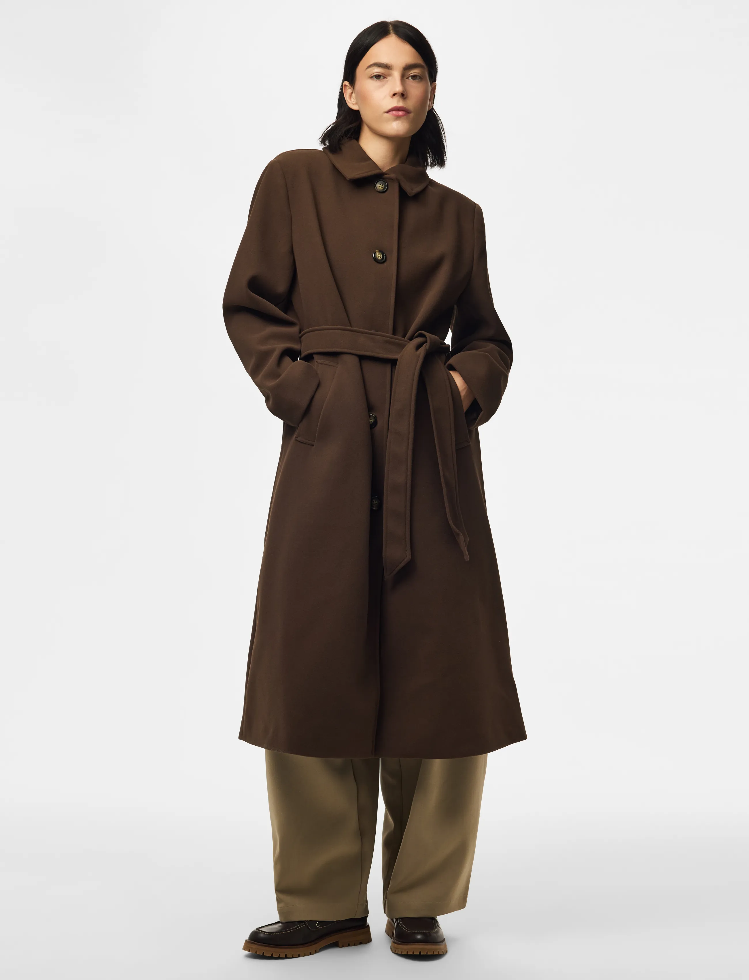 Pieces PCAYA LONG COAT NOOS BC - Kleidung - HOT FUDGE / brown