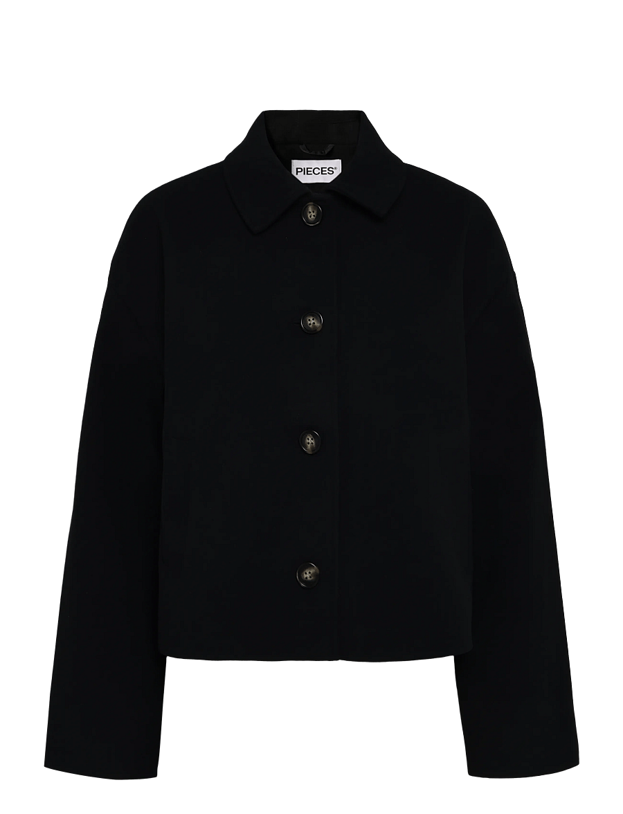 Pieces - PCAYA SHORT COAT NOOS BC - kerged mantlid - black - 0