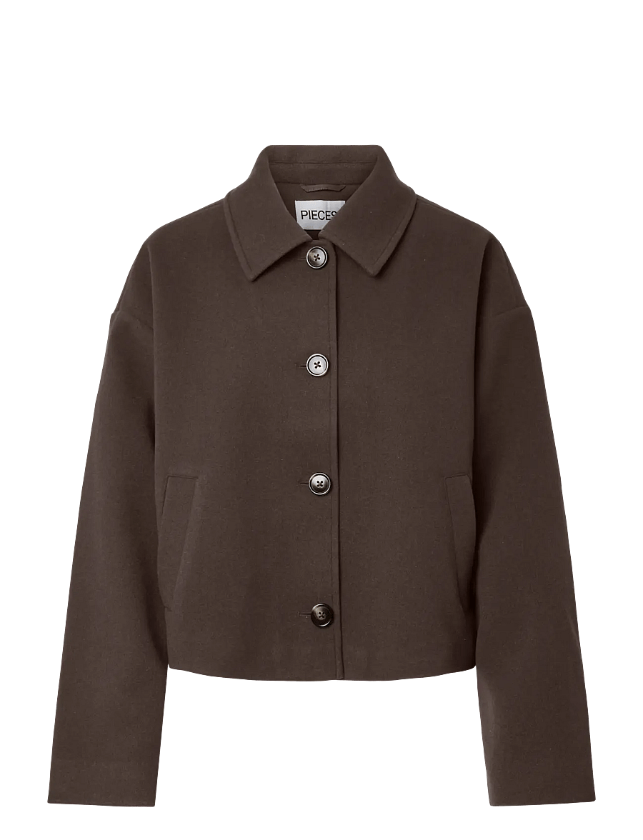 Pieces - PCAYA SHORT COAT NOOS BC - leichte mäntel - hot fudge - 1