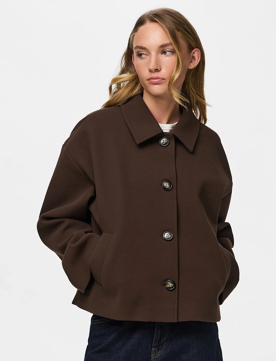 Pieces - PCAYA SHORT COAT NOOS BC - leichte mäntel - hot fudge - 0