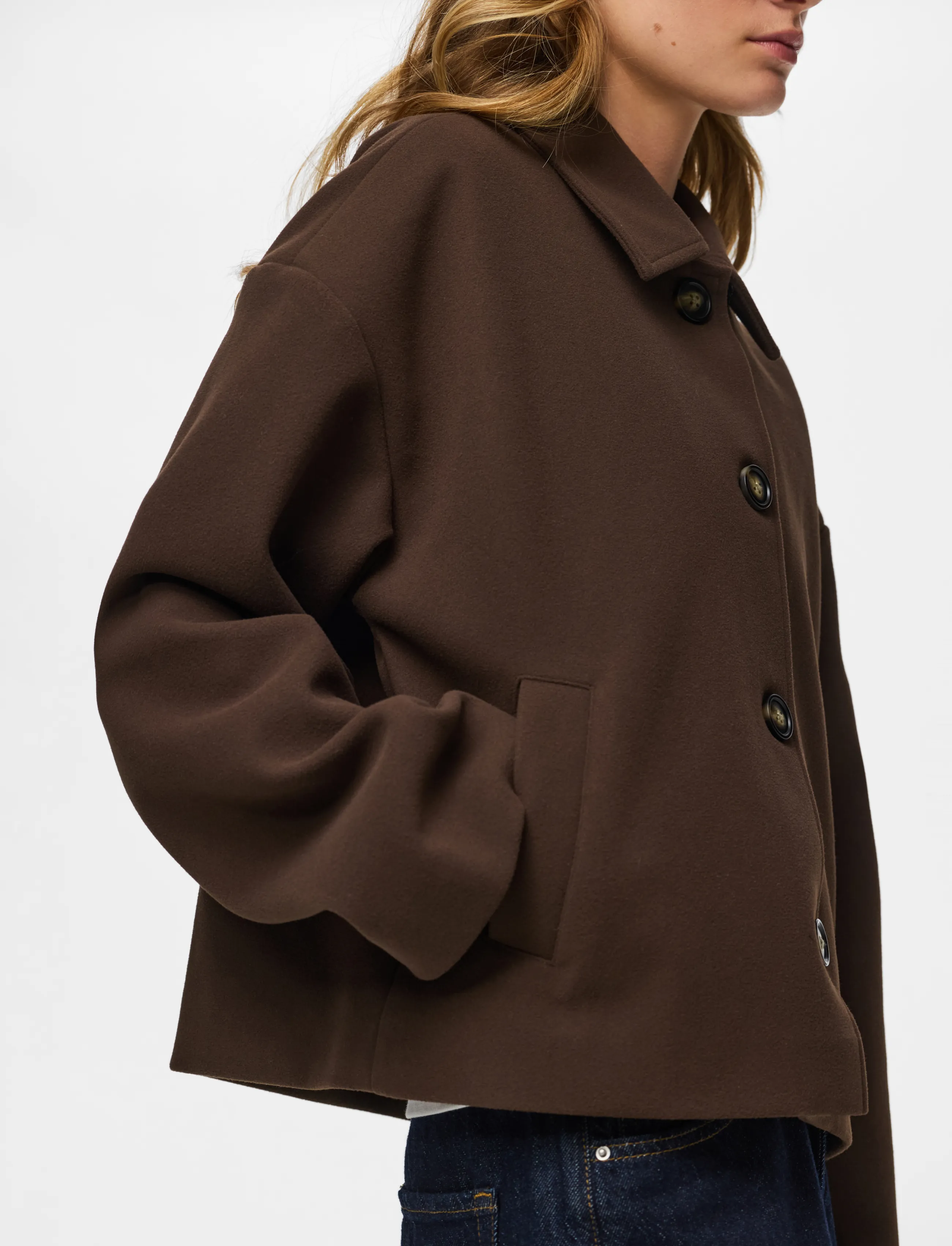 Pieces - PCAYA SHORT COAT NOOS BC - light coats - hot fudge - 5