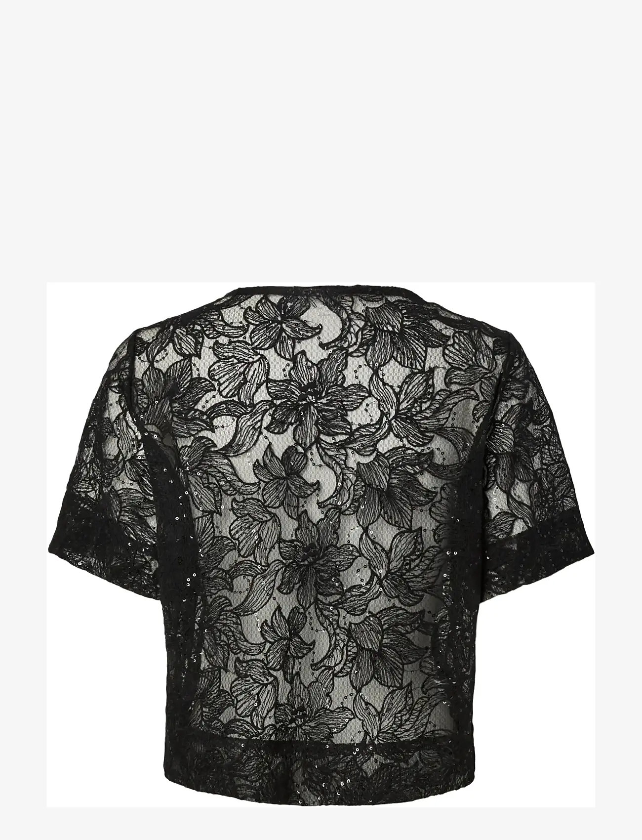 Pieces - PCLOUISE 2/4 V-NECK TIE TOP WVN D2D - kortermede bluser - black - 2