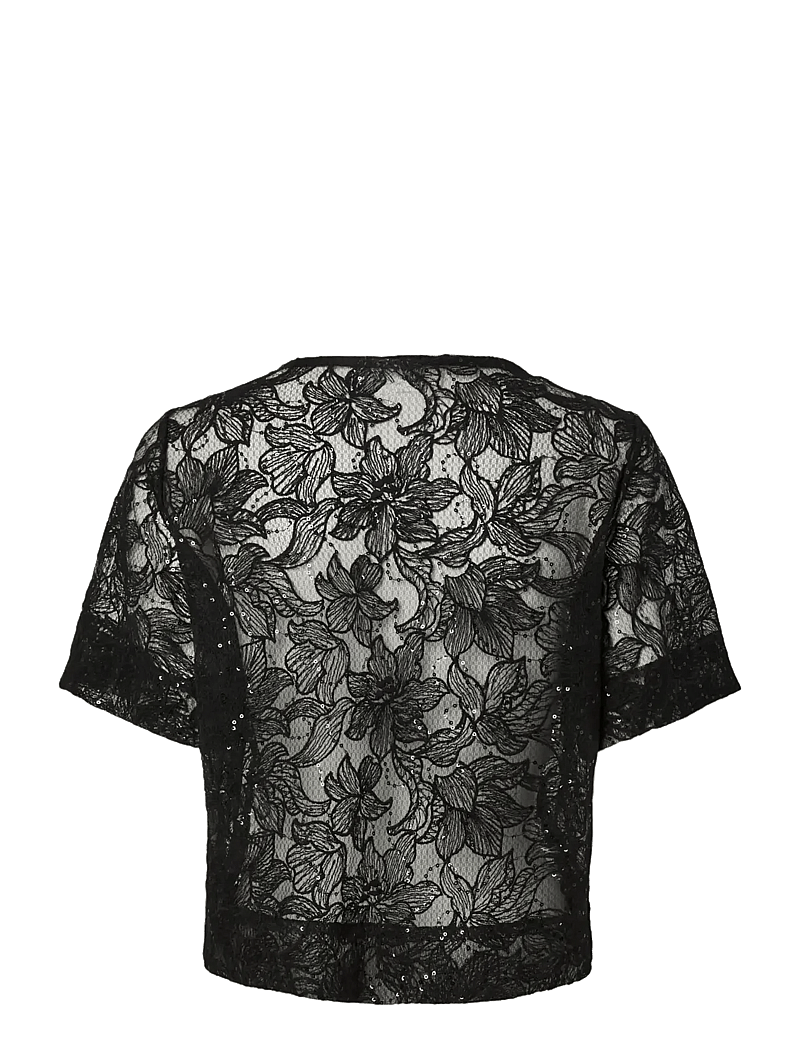 Pieces - PCLOUISE 2/4 V-NECK TIE TOP WVN D2D - kortermede bluser - black - 2