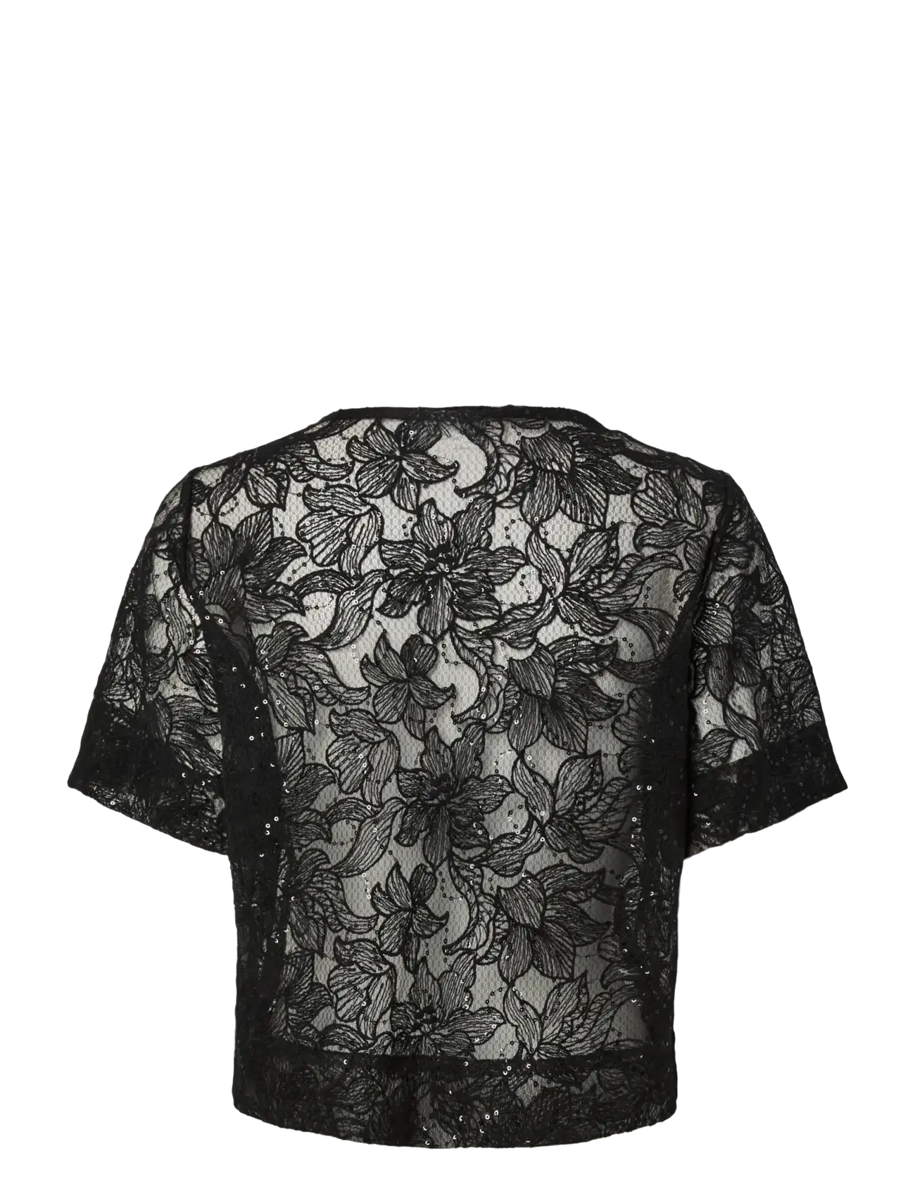 Pieces - PCLOUISE 2/4 V-NECK TIE TOP WVN D2D - lühikeste varrukatega pluusid - black - 2