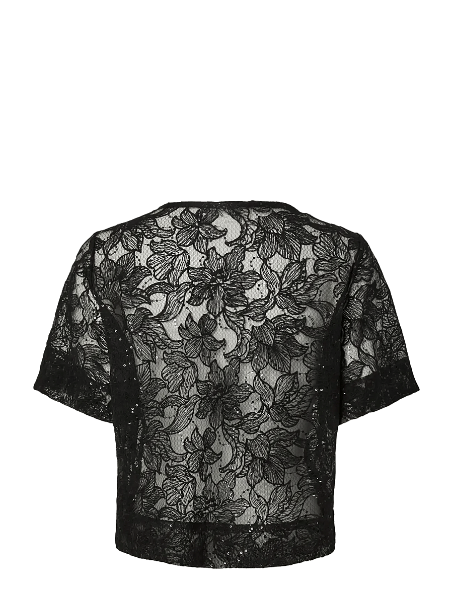 Pieces - PCLOUISE 2/4 V-NECK TIE TOP WVN D2D - bluzki z krótkim rękawem - black - 2