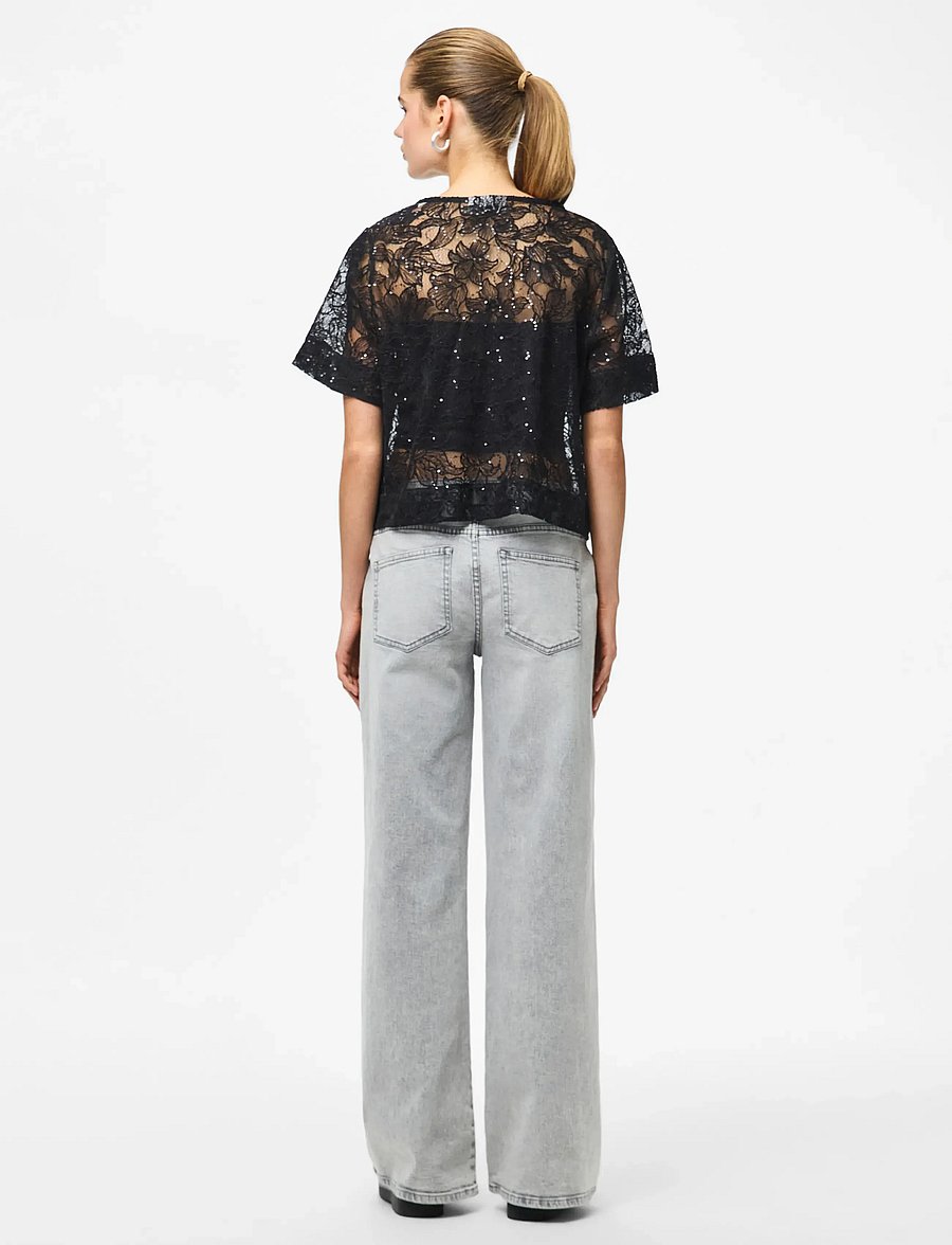 Pieces - PCLOUISE 2/4 V-NECK TIE TOP WVN D2D - bluzki z krótkim rękawem - black - 3