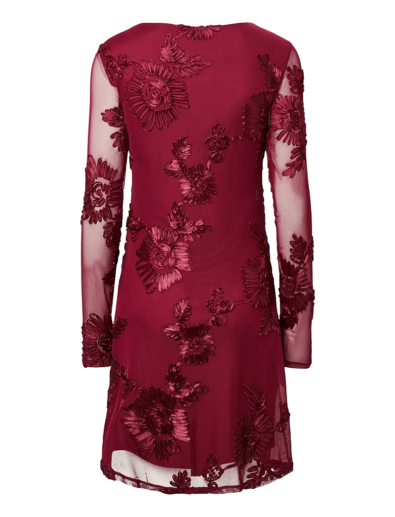 Pieces - PCOFFIA LS O-NECK SHORT DRESS JRS D2D - spitzenkleider - beet red - 2