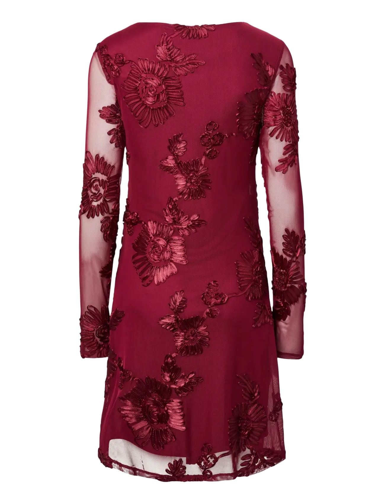 Pieces - PCOFFIA LS O-NECK SHORT DRESS JRS D2D - blondekjoler - beet red - 2