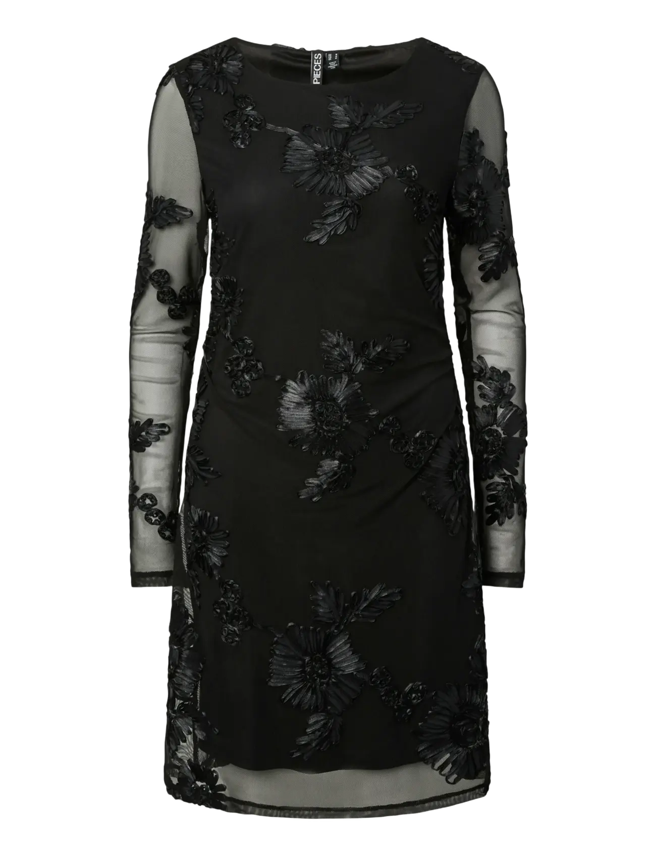 Pieces PCOFFIA LS O-NECK SHORT DRESS JRS D2D - Klänningar - BLACK / black