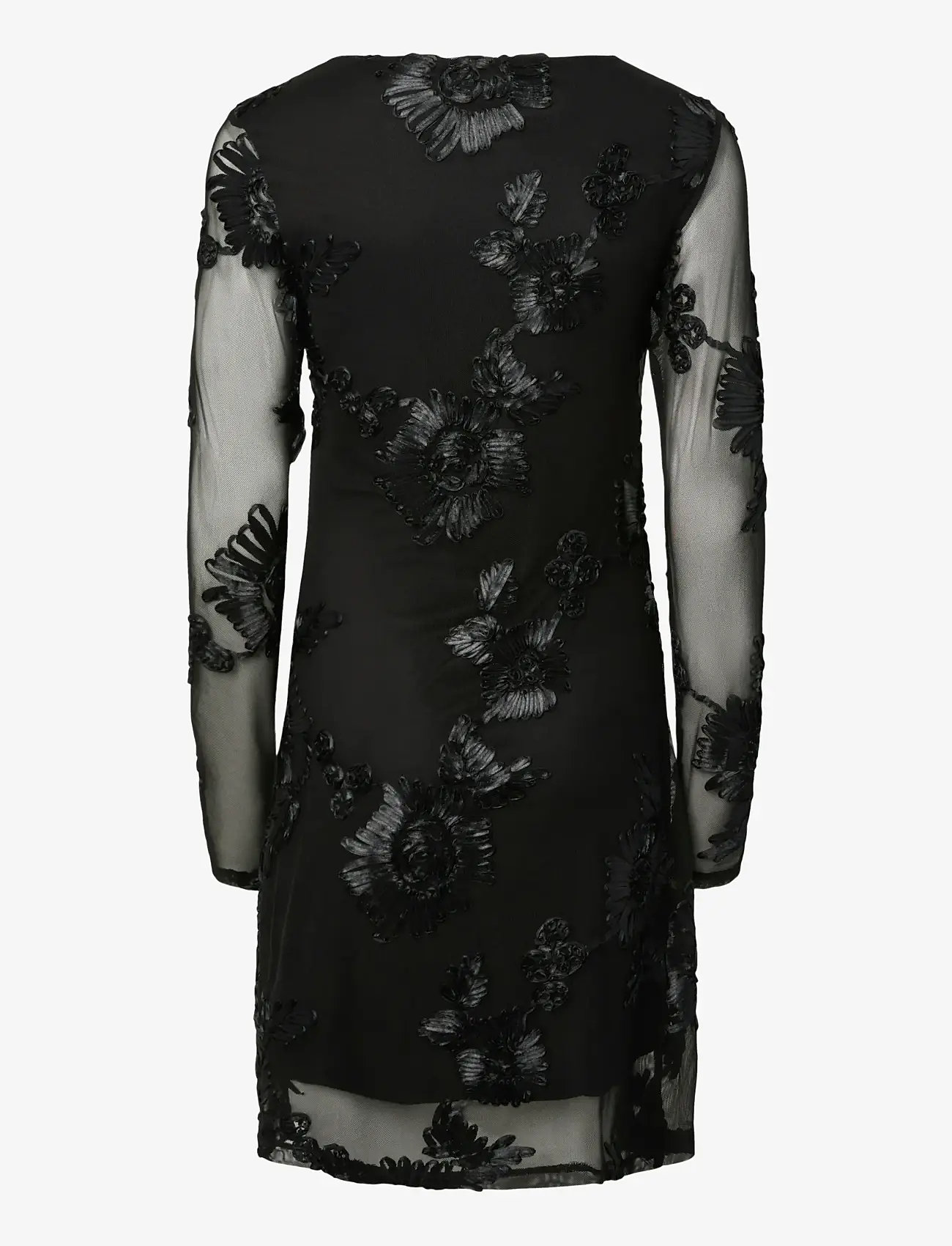 Pieces - PCOFFIA LS O-NECK SHORT DRESS JRS D2D - spitzenkleider - black - 2