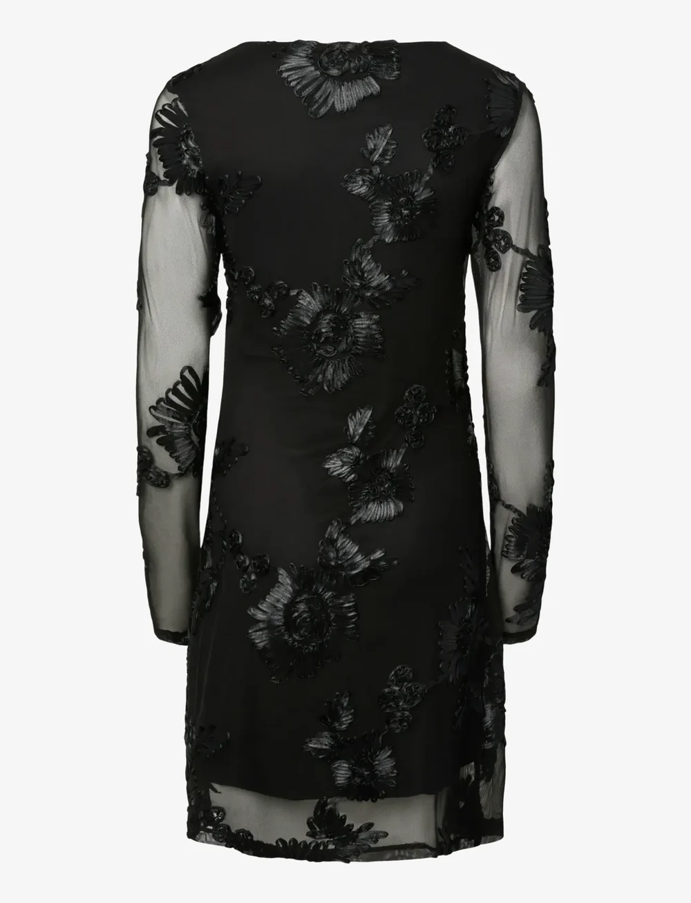 Pieces - PCOFFIA LS O-NECK SHORT DRESS JRS D2D - spitzenkleider - black - 2