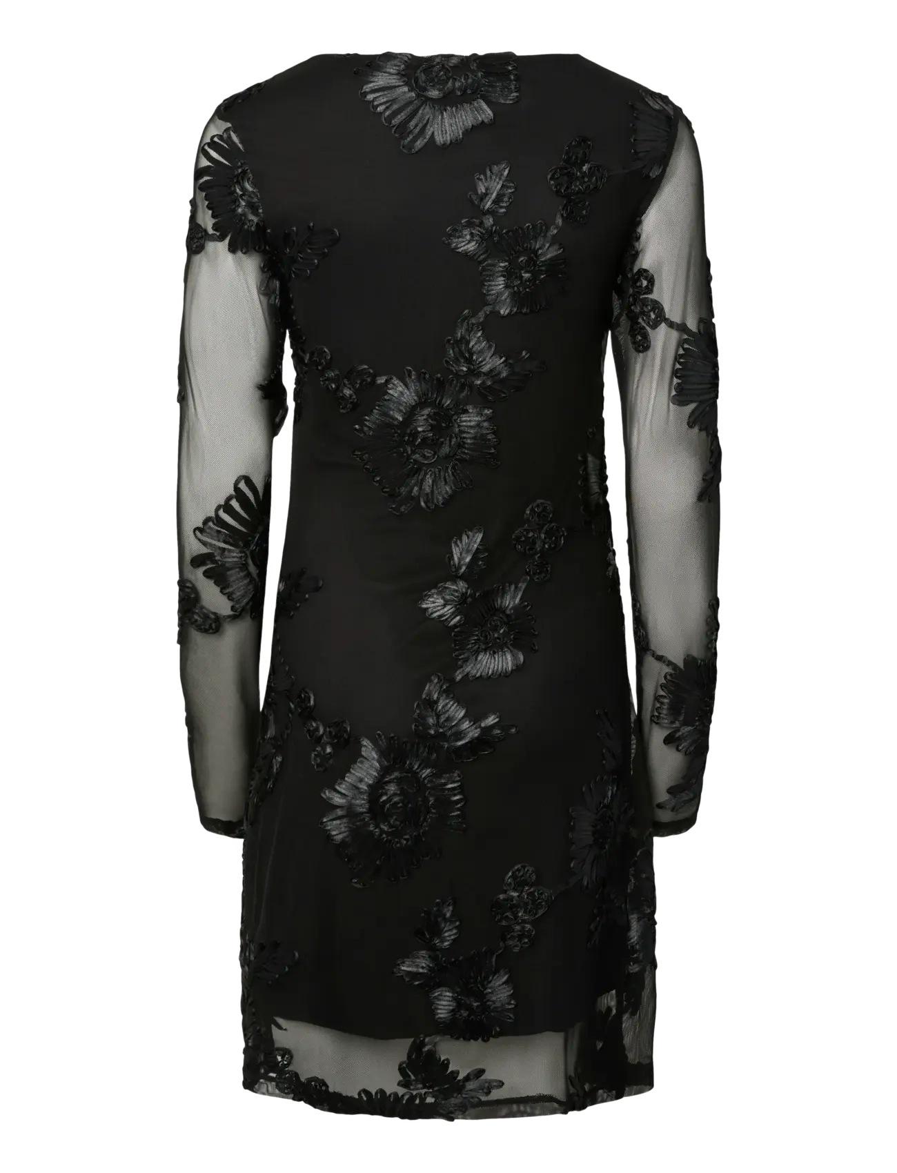 Pieces - PCOFFIA LS O-NECK SHORT DRESS JRS D2D - robes de dentelle - black - 2