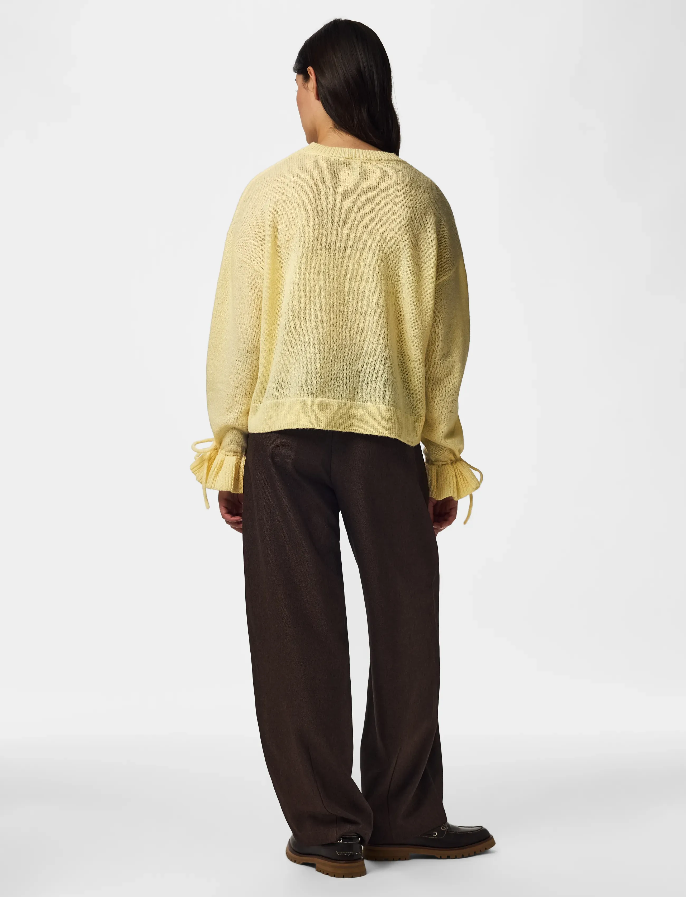 Pieces - PCFIE LS O-NECK TIE KNIT PWP BC - herbstliche kleidung - french vanilla - 3