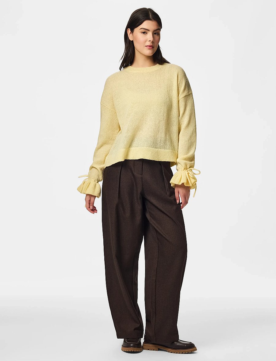 Pieces - PCFIE LS O-NECK TIE KNIT PWP BC - pullover - french vanilla - 4