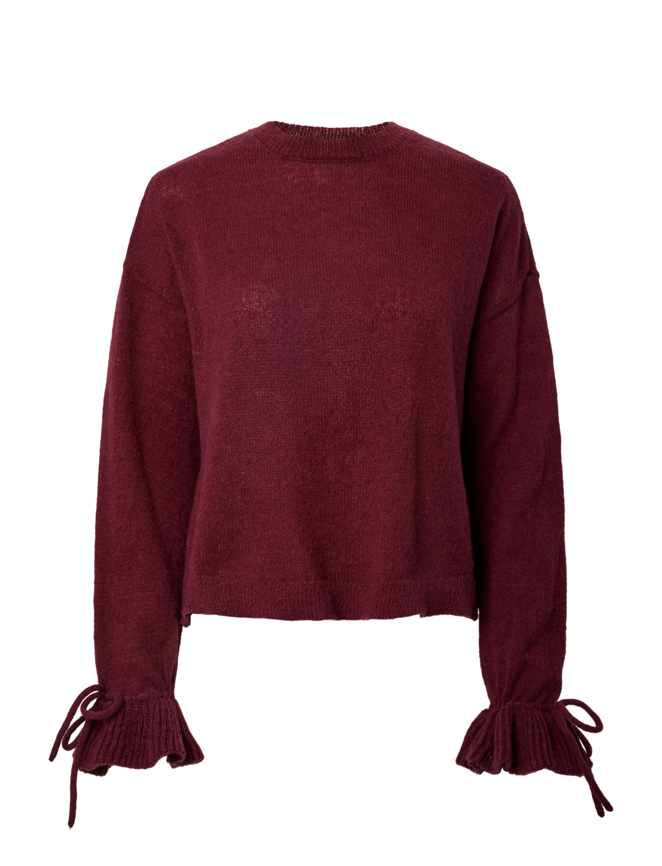 Pieces PCFIE LS O-NECK TIE KNIT PWP BC - Pullover - WINETASTING / burgundy