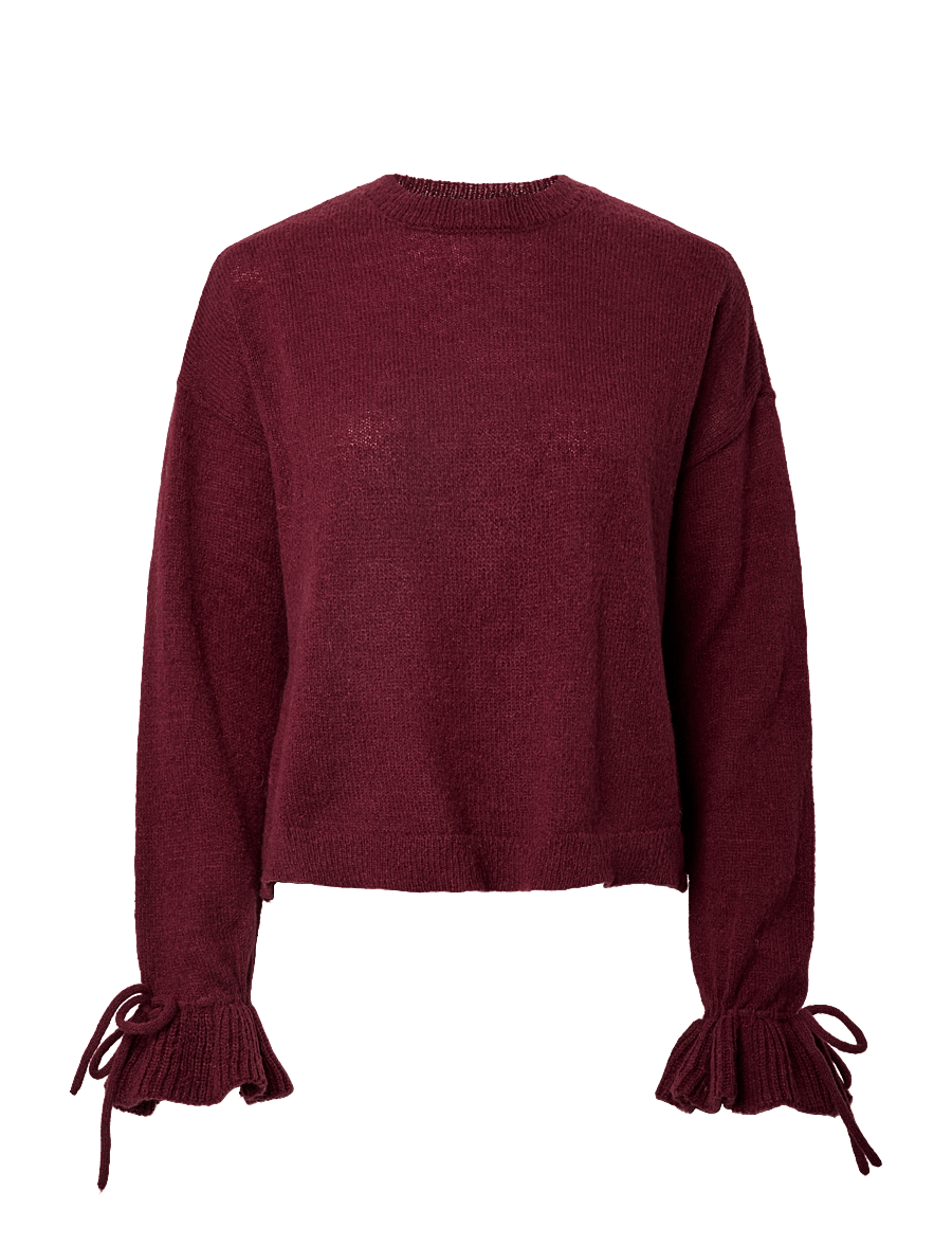 Pieces - PCFIE LS O-NECK TIE KNIT PWP BC - pullover - winetasting - 1