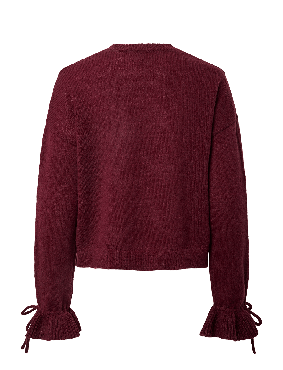 Pieces - PCFIE LS O-NECK TIE KNIT PWP BC - pullover - winetasting - 2