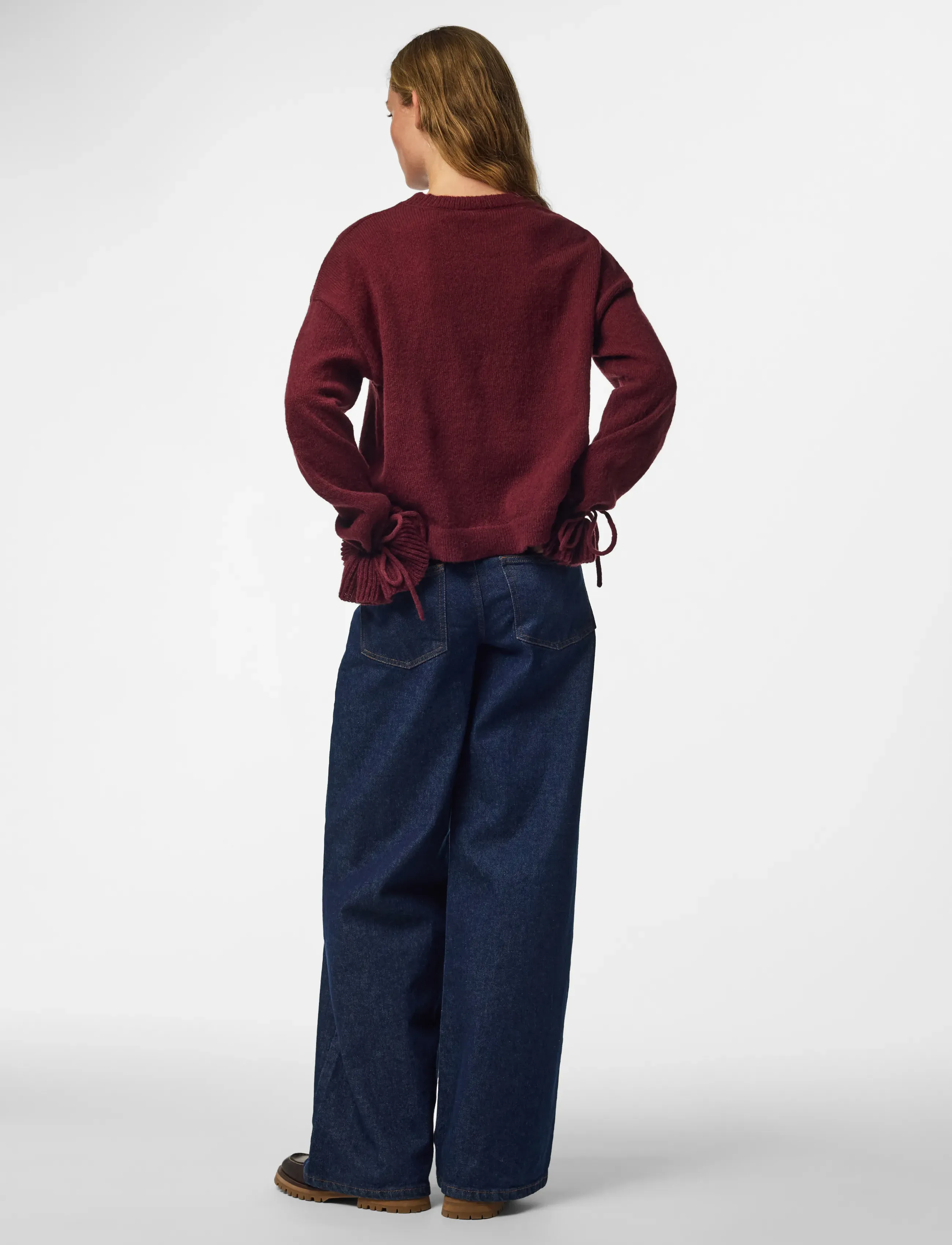 Pieces - PCFIE LS O-NECK TIE KNIT PWP BC - pullover - winetasting - 3