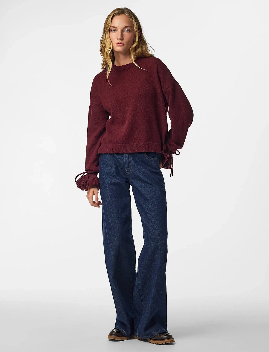 Pieces - PCFIE LS O-NECK TIE KNIT PWP BC - pullover - winetasting - 4