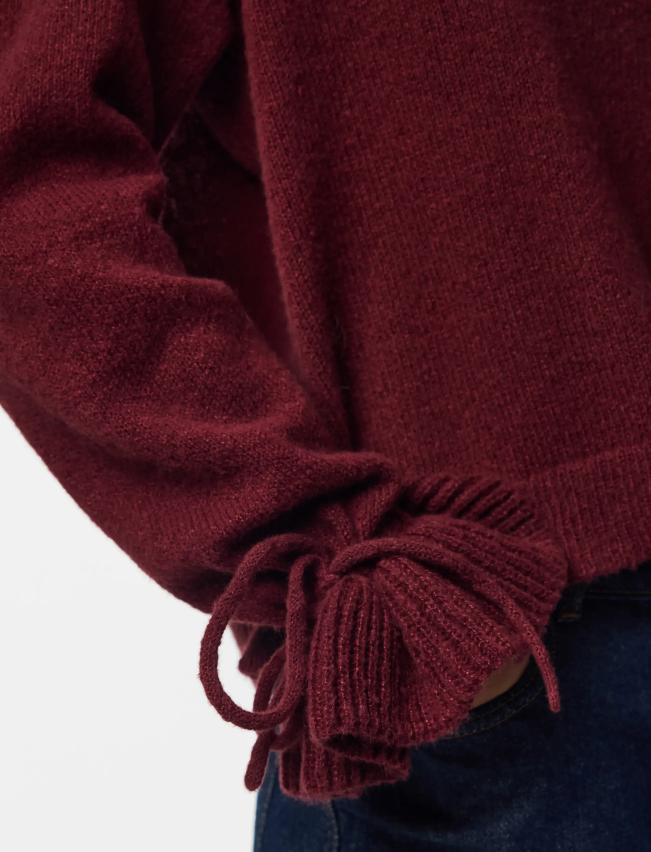 Pieces - PCFIE LS O-NECK TIE KNIT PWP BC - pullover - winetasting - 5