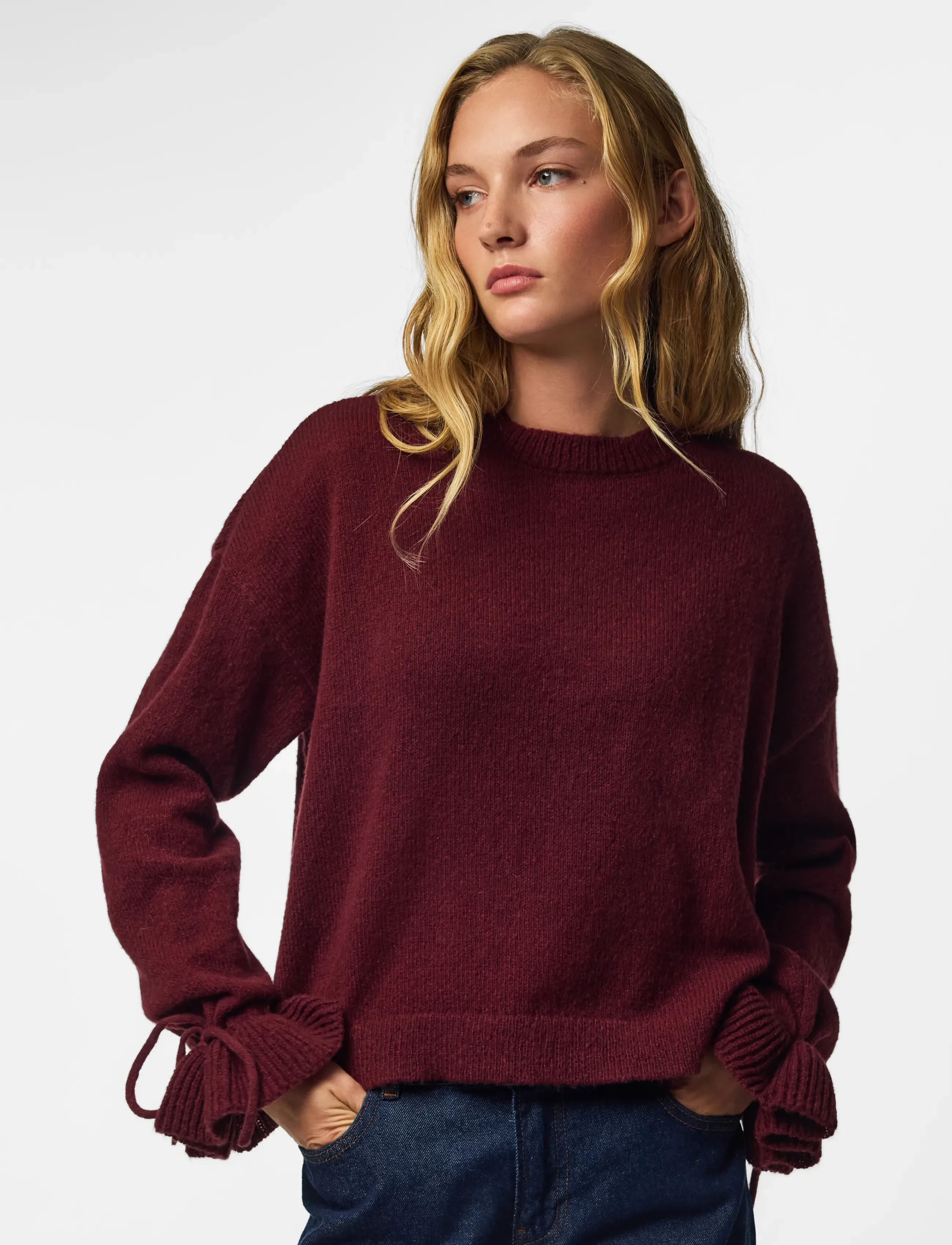 PIECES Pcfie Ls O-Neck Tie Knit Pwp Bc stickade tröjor dam – bild 5