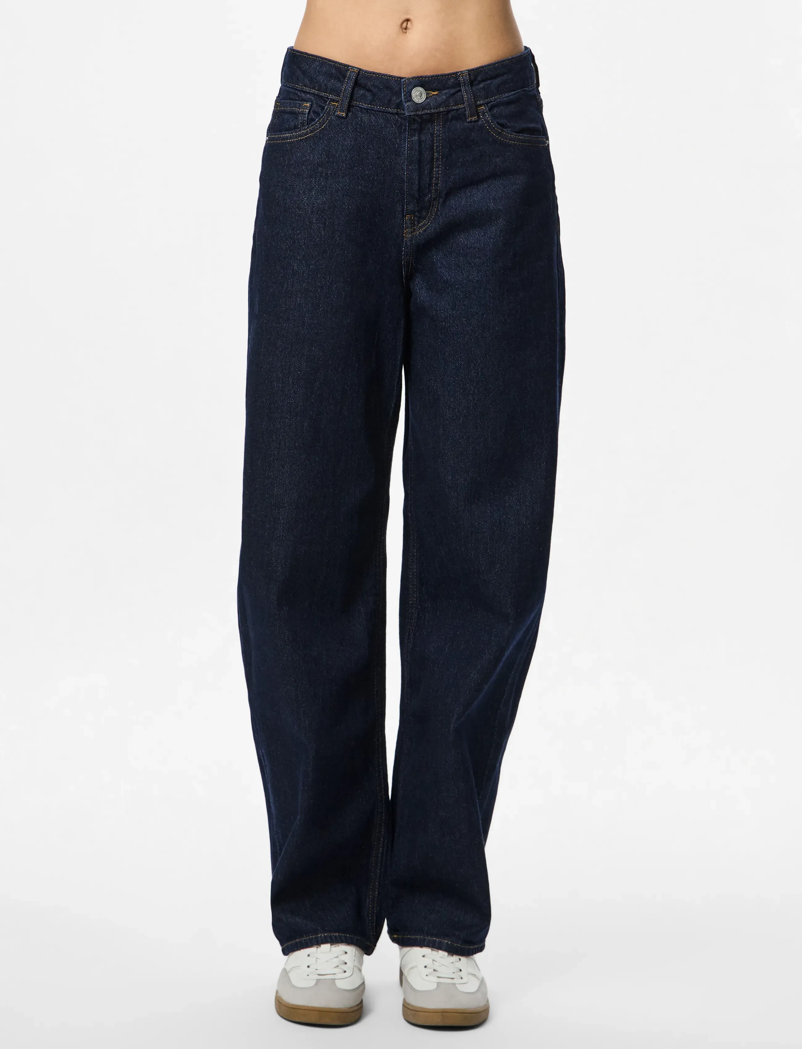 Pieces Pcgrace Mw Barrel Ank Jeans Noos Bc, 31 x 32, Navy, Jeans > Barrel Jeans, Dame