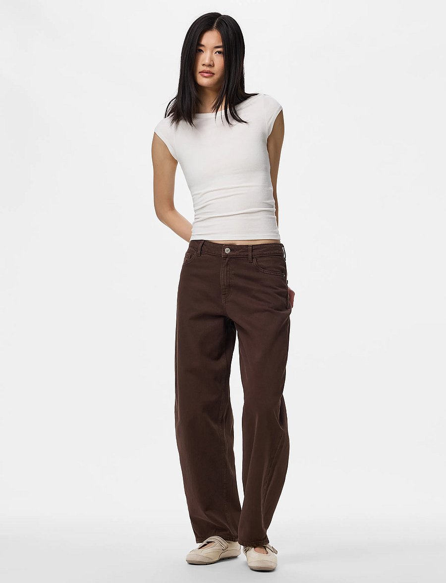 Pieces - PCGRACE MW BARREL ANK JEANS NOOS BC - barrel-teksad - hot fudge - 4
