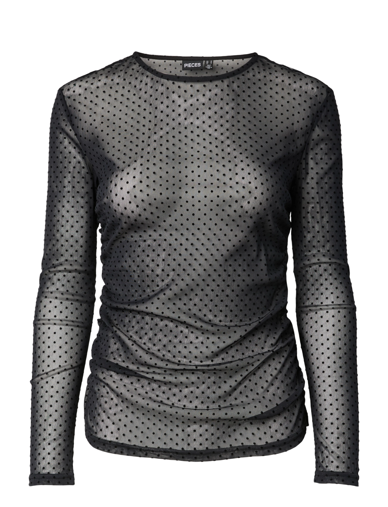 Pieces - PCBOBO LS MESH ROUCHING TOP JRS NOOS - långärmade toppar - black - 1