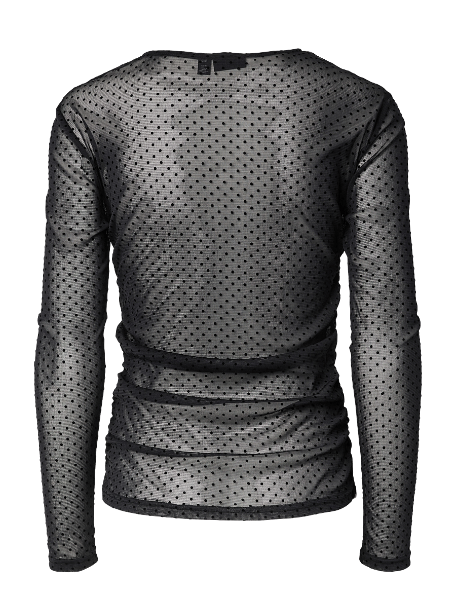 Pieces - PCBOBO LS MESH ROUCHING TOP JRS NOOS - långärmade toppar - black - 2