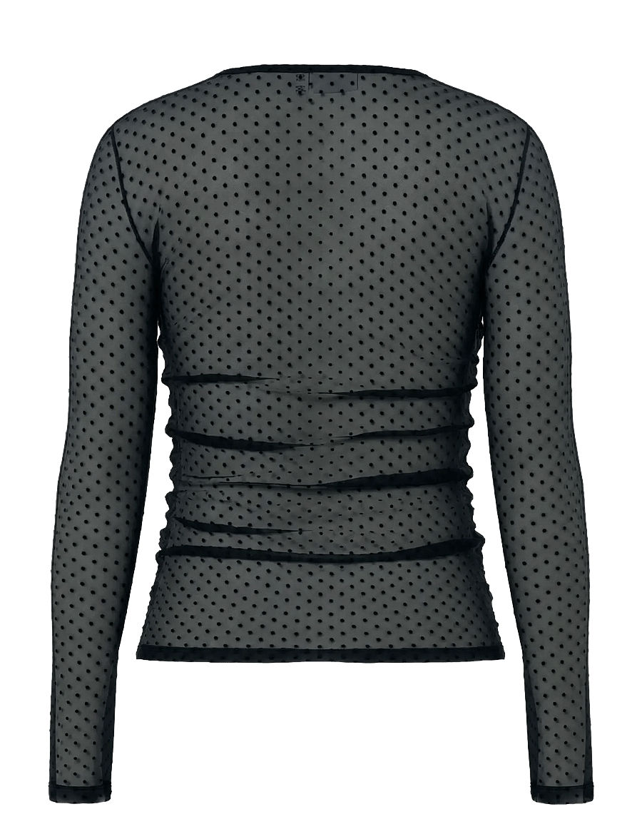 Pieces - PCBOBO LS MESH ROUCHING TOP JRS NOOS - pikkade varrukatega topid - black - 2