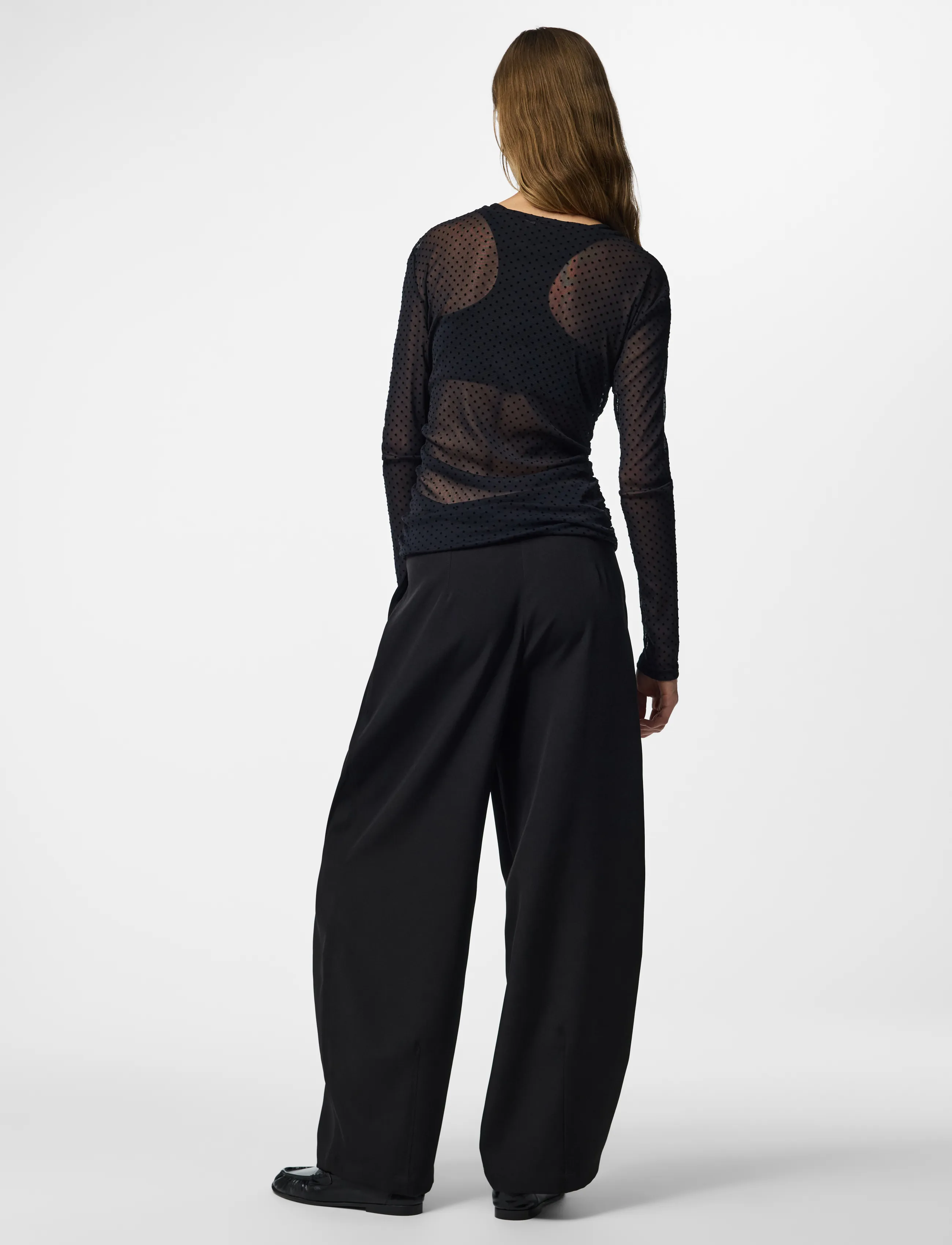 Pieces - PCBOBO LS MESH ROUCHING TOP JRS NOOS - långärmade toppar - black - 3