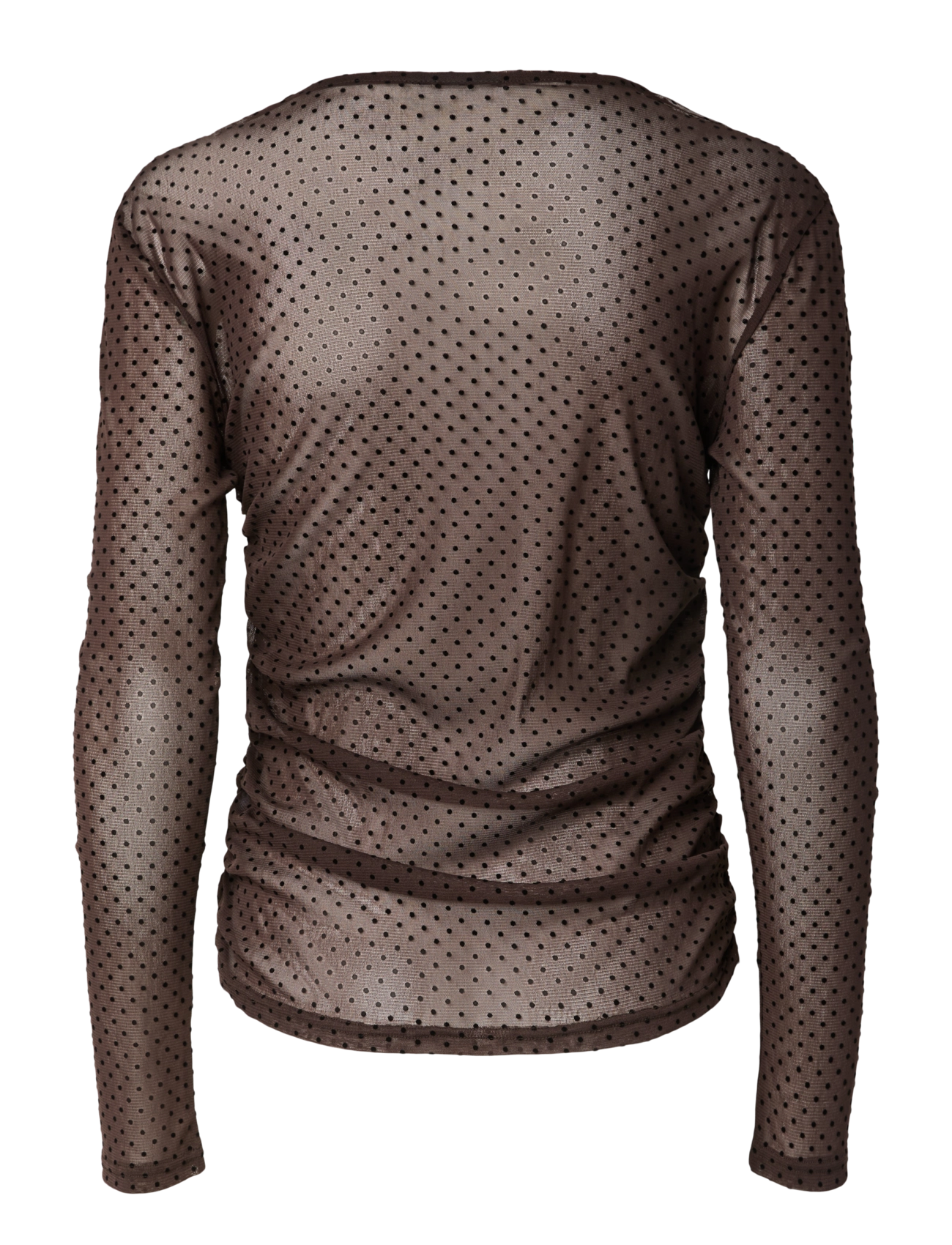 Pieces - PCBOBO LS MESH ROUCHING TOP JRS NOOS - långärmade toppar - hot fudge - 2