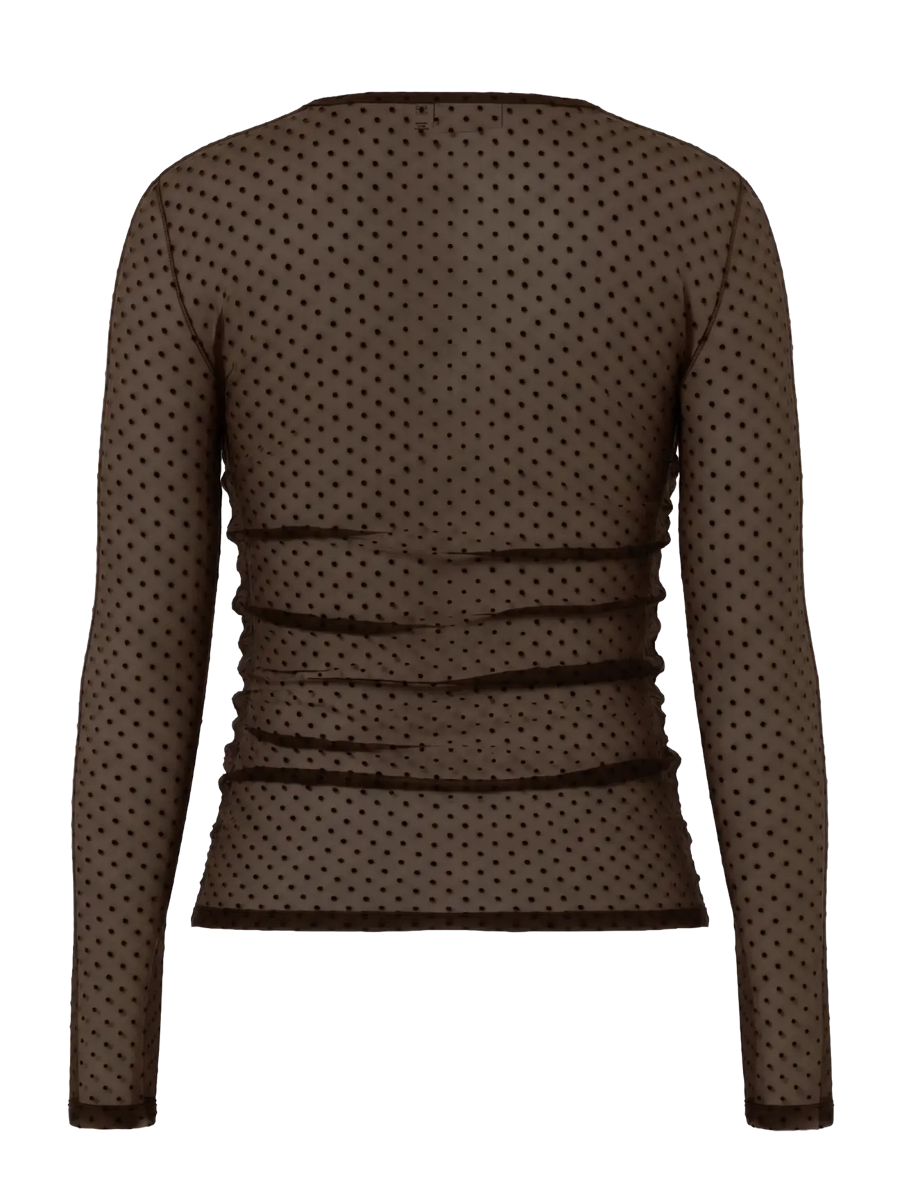 Pieces - PCBOBO LS MESH ROUCHING TOP JRS NOOS - långärmade toppar - hot fudge - 2