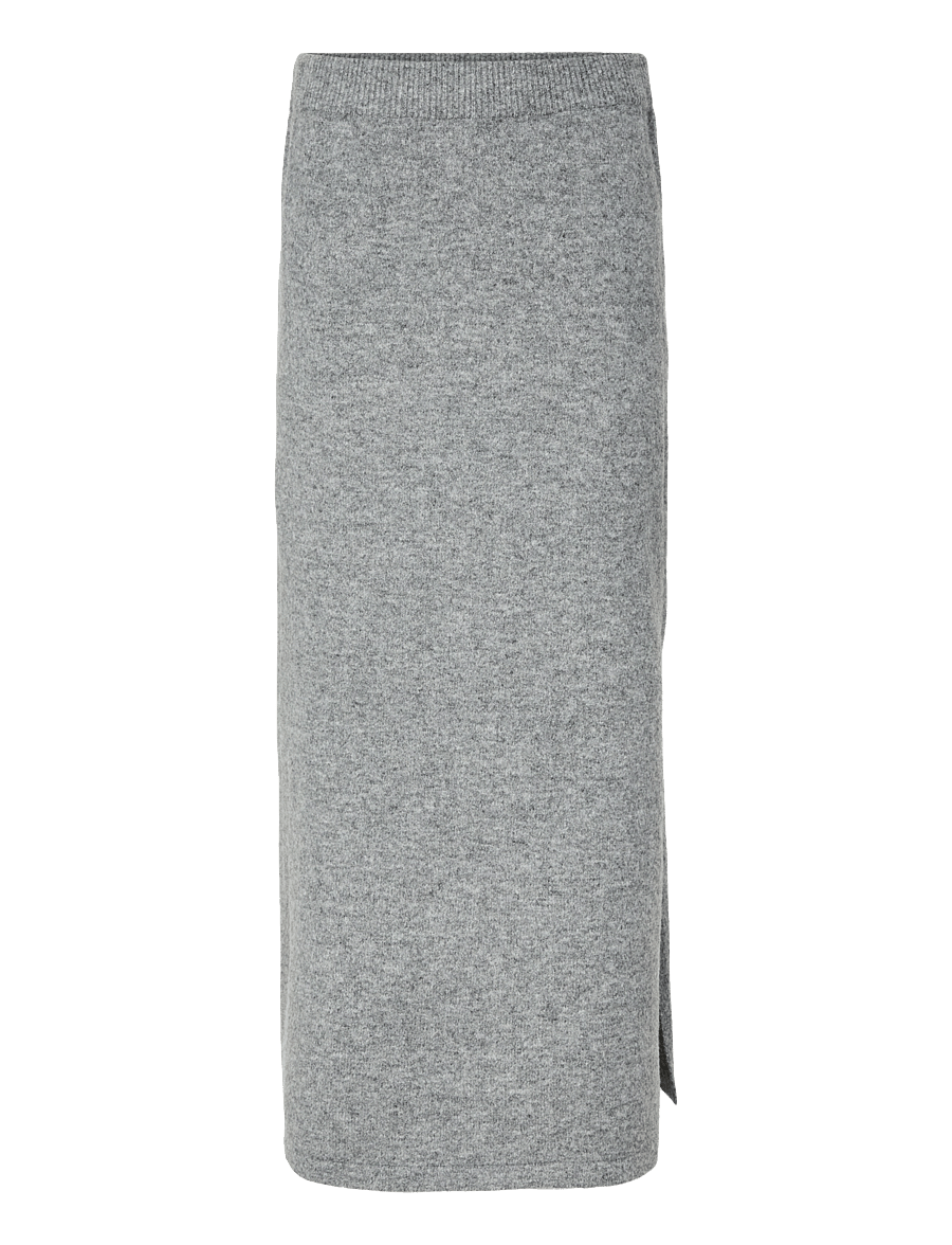 Pieces - PCSALLY MW ANKLE SKIRT KNT CP BC - strickröcke - medium grey melange - 1