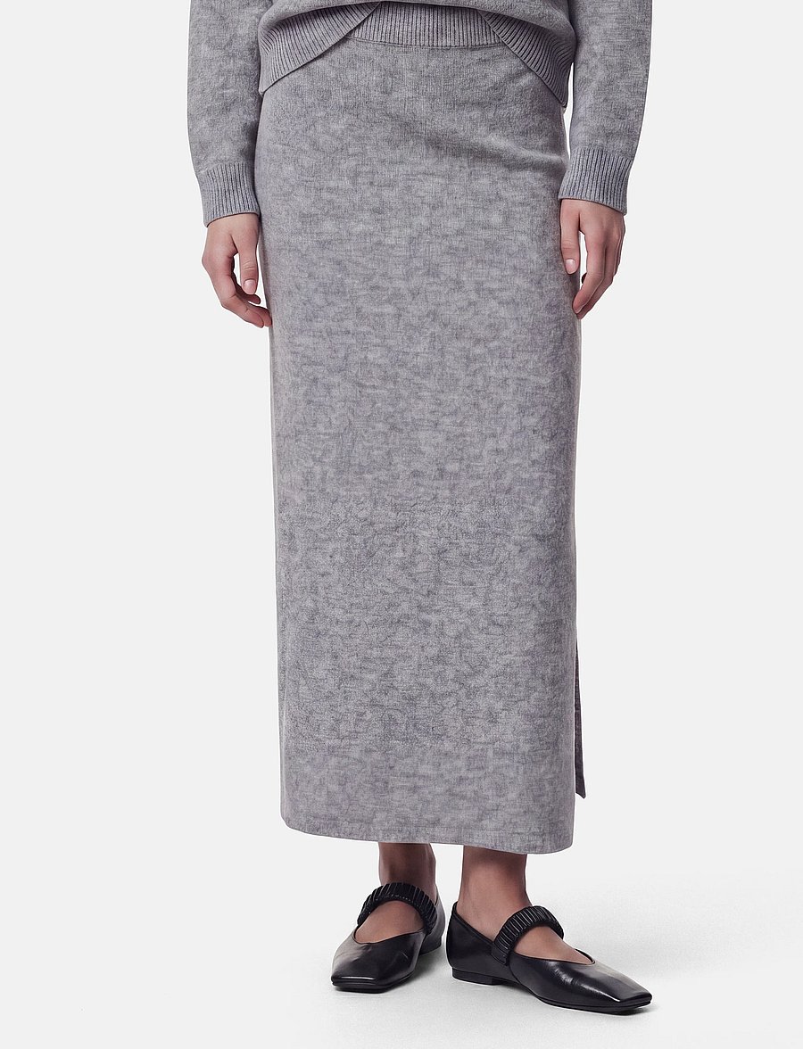 Pieces - PCSALLY MW ANKLE SKIRT KNT CP BC - strickröcke - medium grey melange - 0