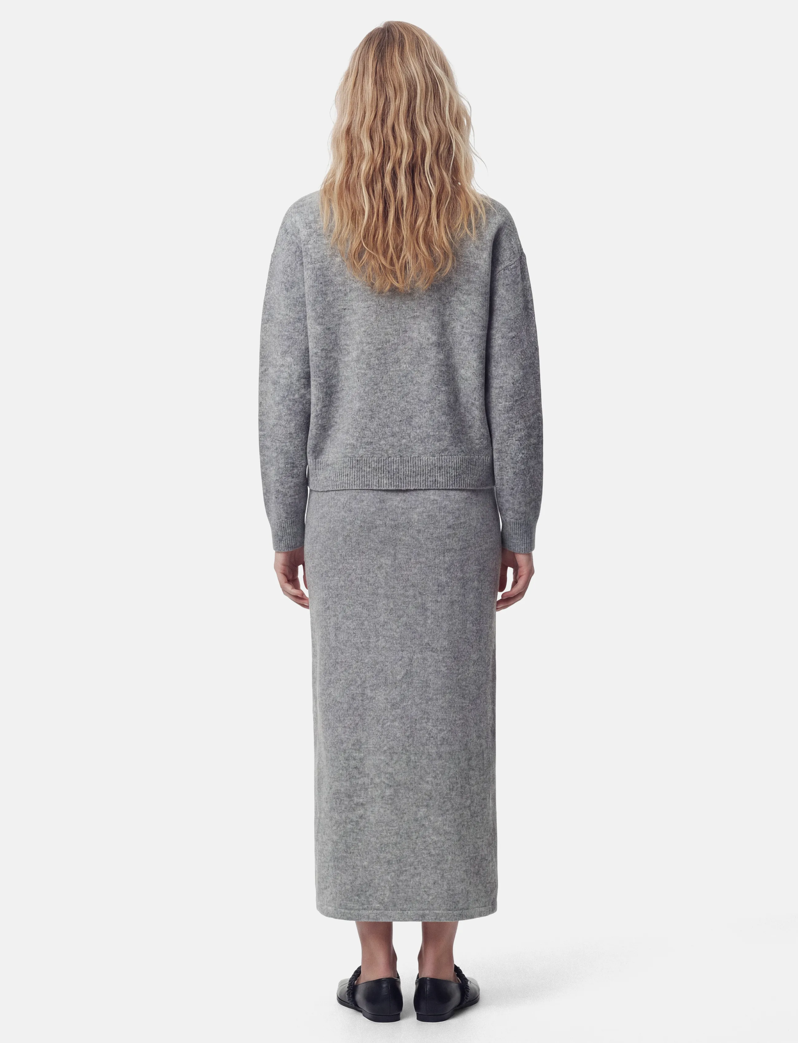 Pieces - PCSALLY MW ANKLE SKIRT KNT CP BC - medium grey melange - 3