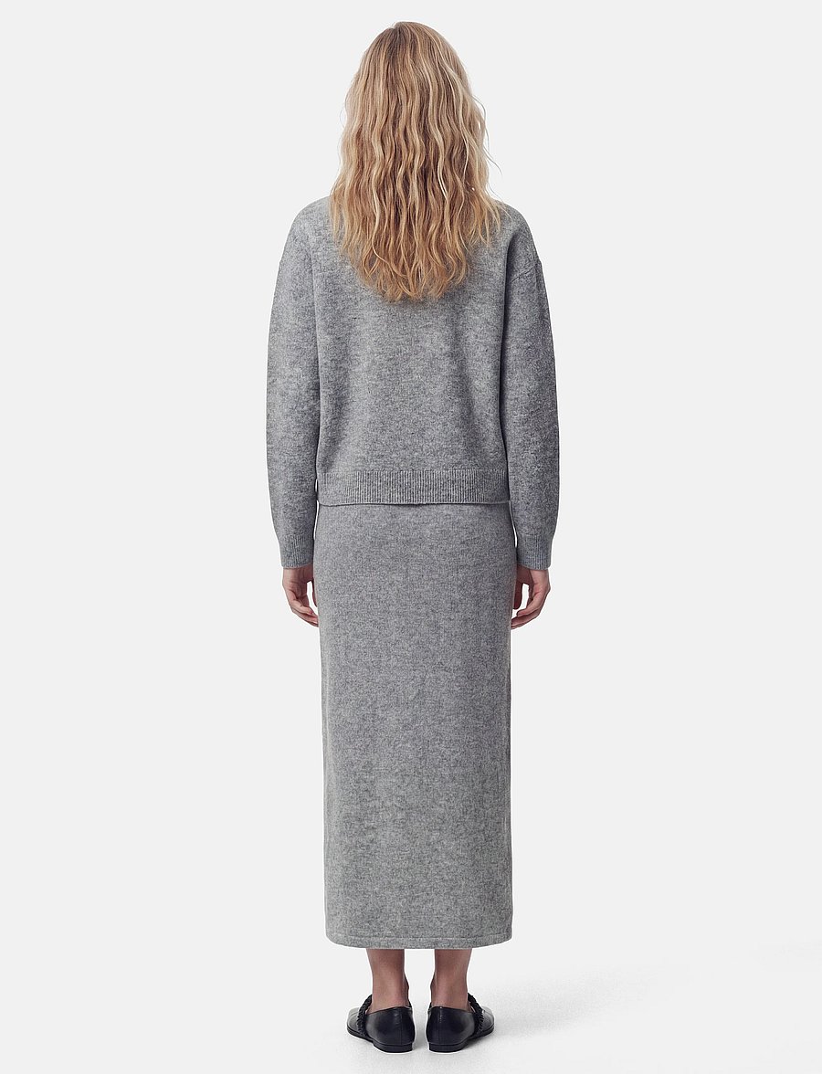 Pieces - PCSALLY MW ANKLE SKIRT KNT CP BC - strickröcke - medium grey melange - 3