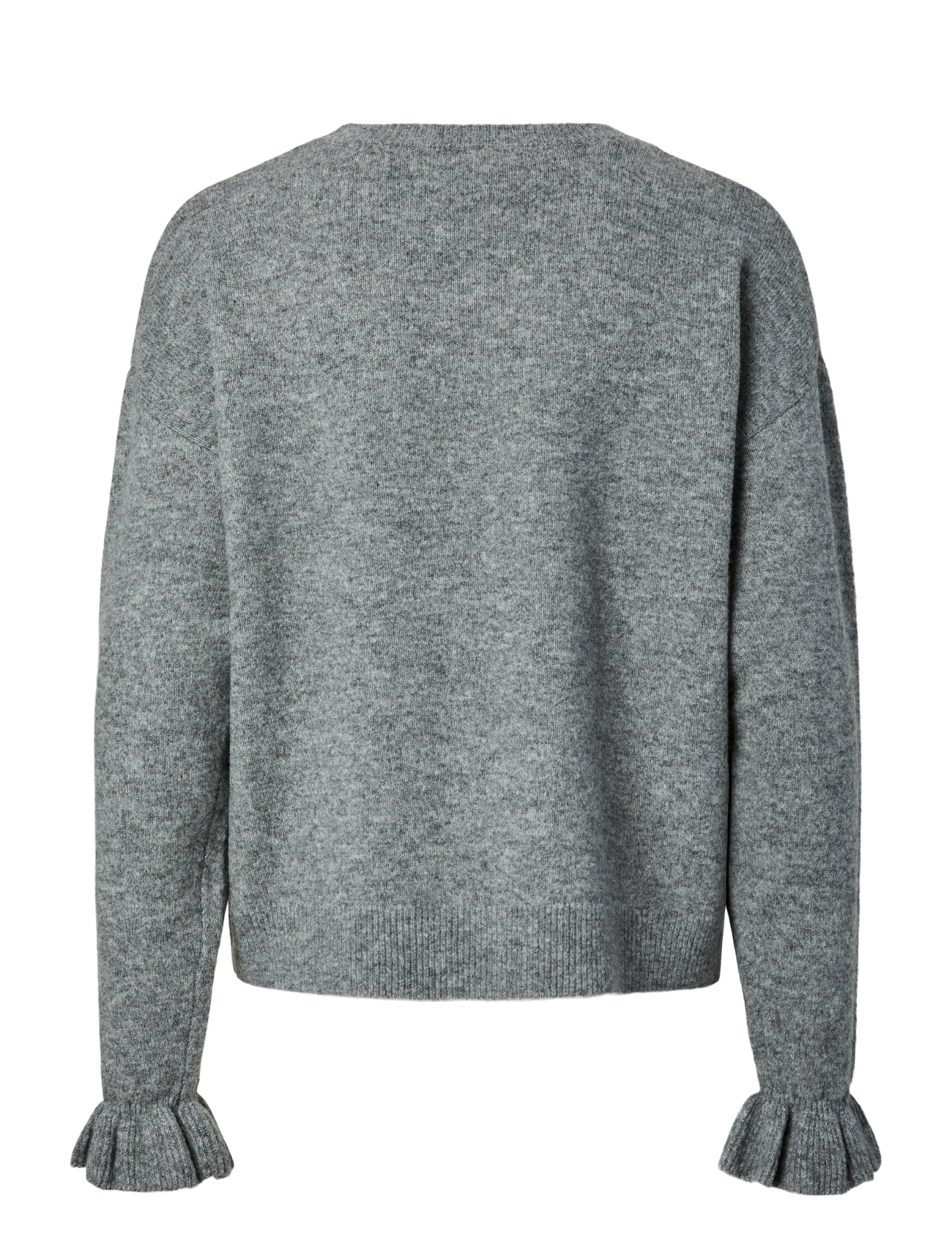 Pieces - PCSALLY LS FRILL CUFF KNIT NOOS BC - stickade tröjor - medium grey melange - 1
