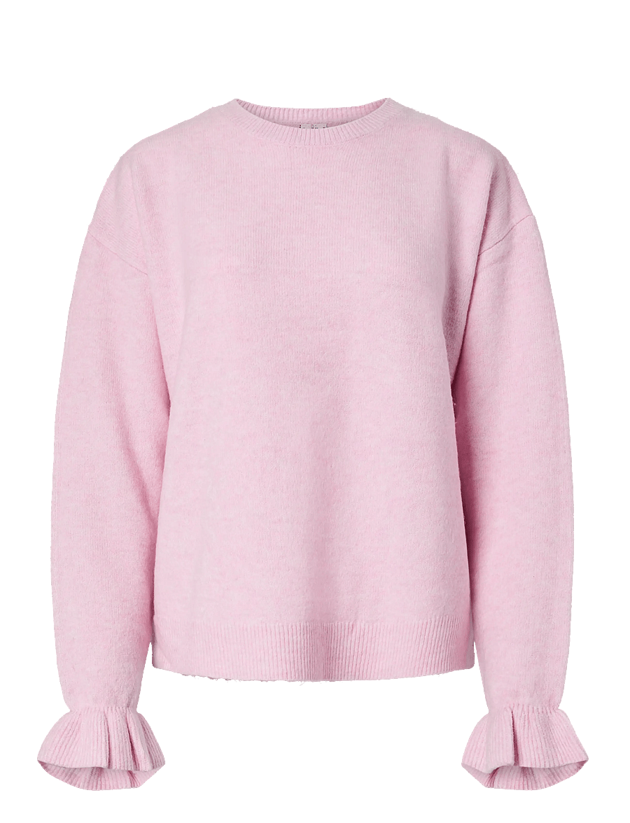 Pieces - PCSALLY LS FRILL CUFF KNIT NOOS BC - roseate spoonbill - 1